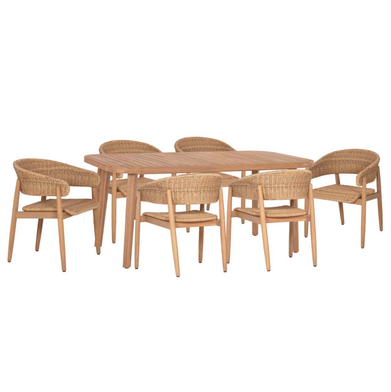 OUTDOOR DINING SET 7PCS CORT HM10908 ACACIA WOOD and ROPE IN NATURAL COLORS [1]
