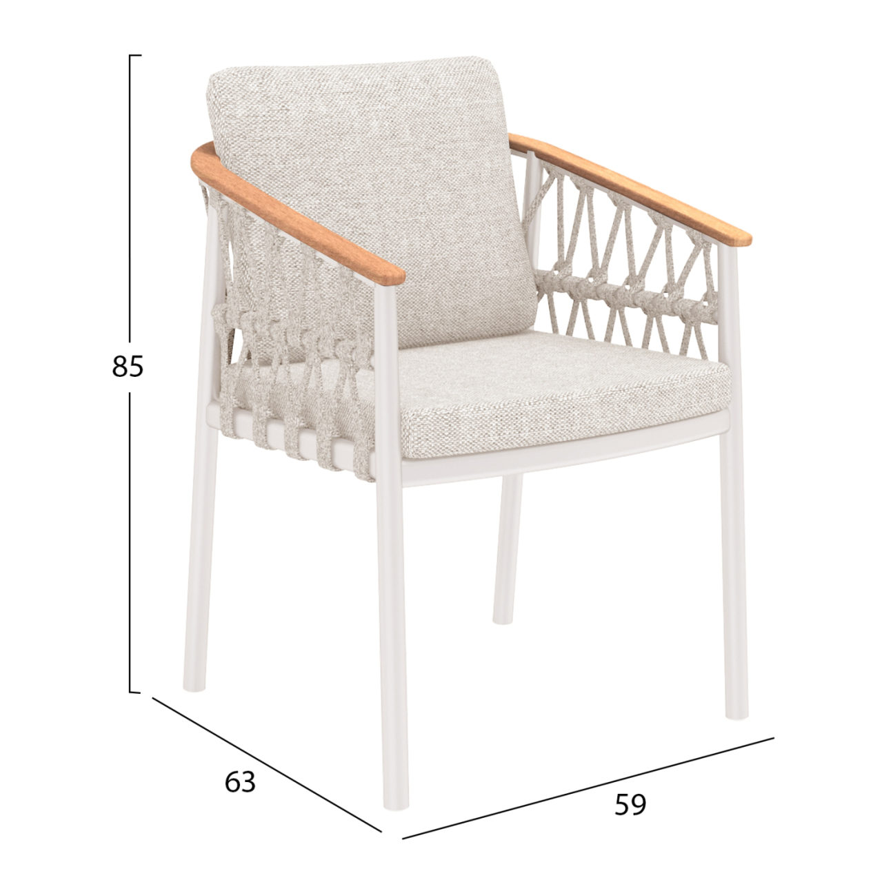 OUTDOOR DINING SET 7PCS DOSUN HM10910.02 CREAM WHITE ALUMINUM--ROPE and OLEFIN CUSHIONS IN BEIGE [3]