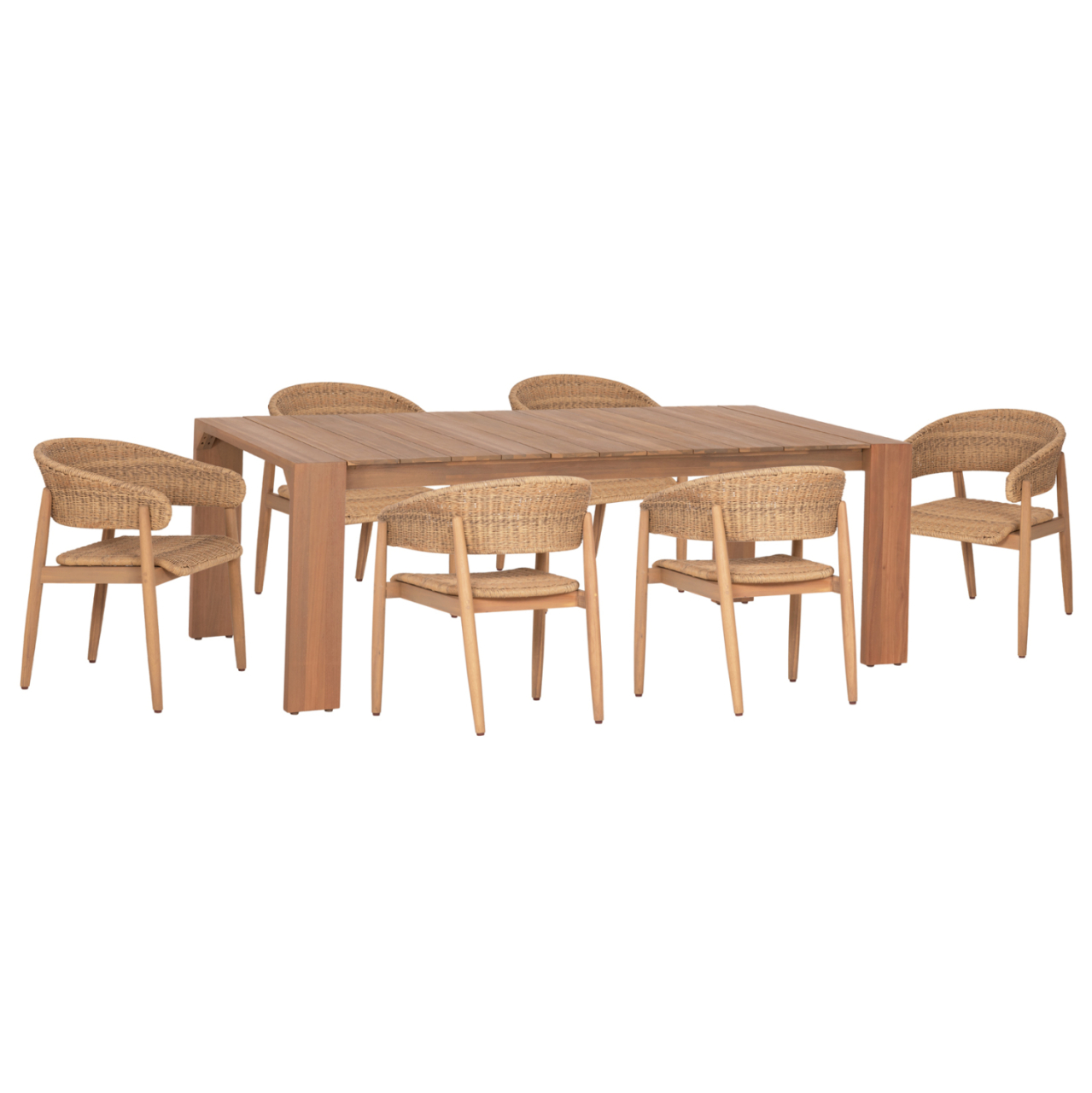 OUTDOOR DINING SET 7PCS FILEM HM10910 ACACIA WOOD and ROPE IN NATURAL COLORS [1]