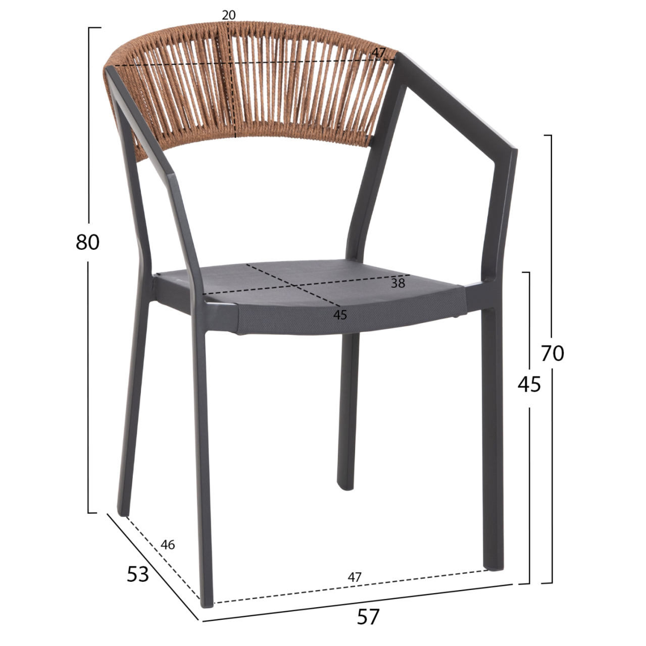 OUTDOOR DINING SET 7PCS MIRI HM10875.01 GREY METAL TABLE--ALUMINUM CHAIRS [3]