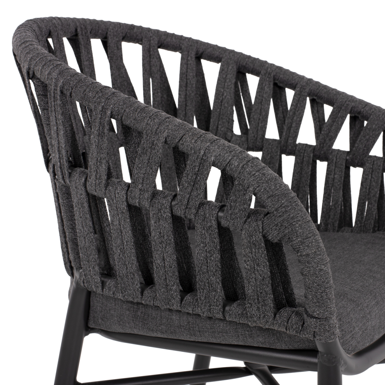 OUTDOOR DINING SET 7PCS TABER HM10829.01 ALUMINUM IN DARK GREY--POLYWOOD--P.E.ROPE [6]