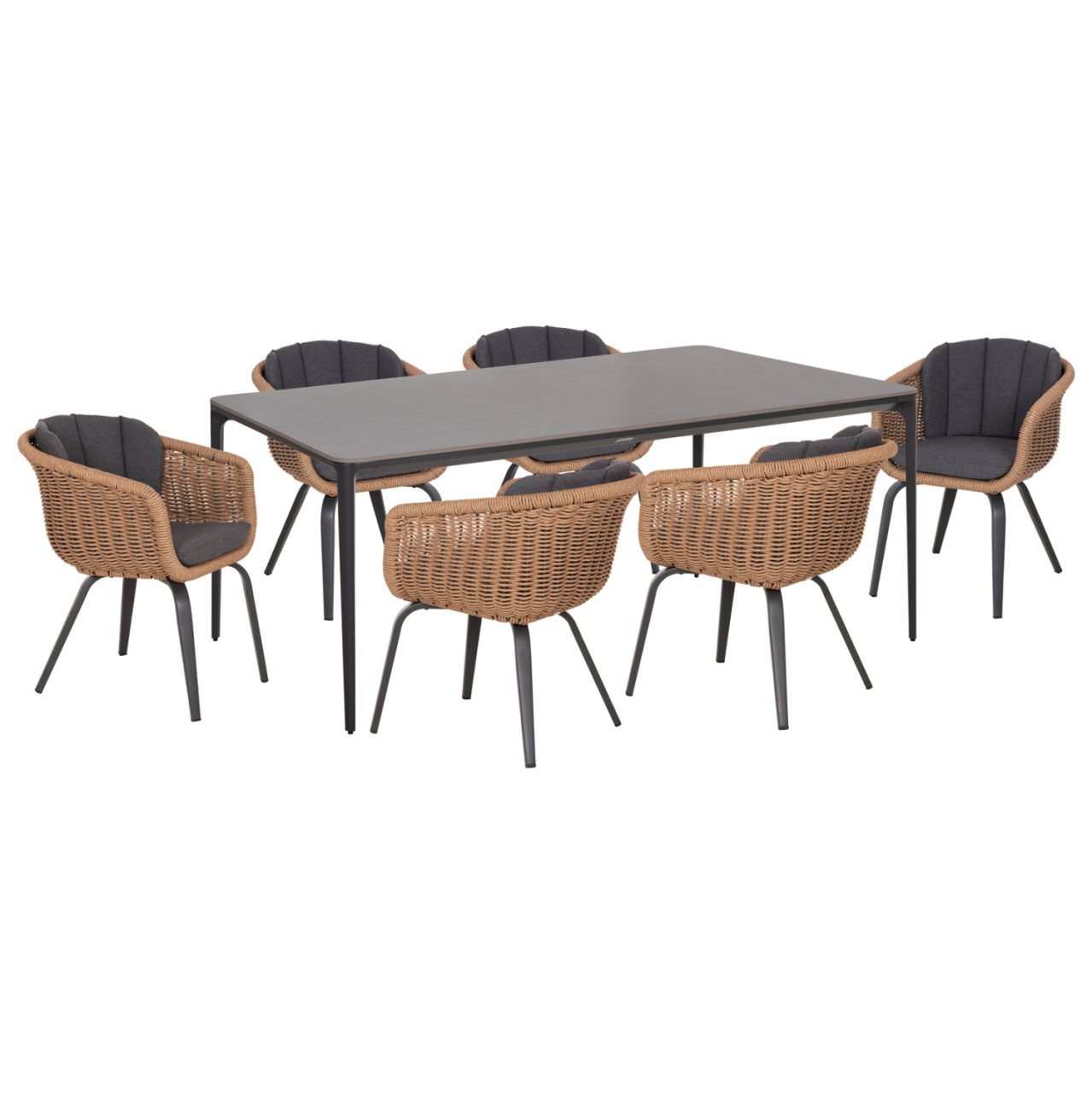 OUTDOOR DINING SET 7PCS VICTUS HM10862.01 GREY ALUMINUM-SINTERED STONE-OLEFIN--WICKER [2]