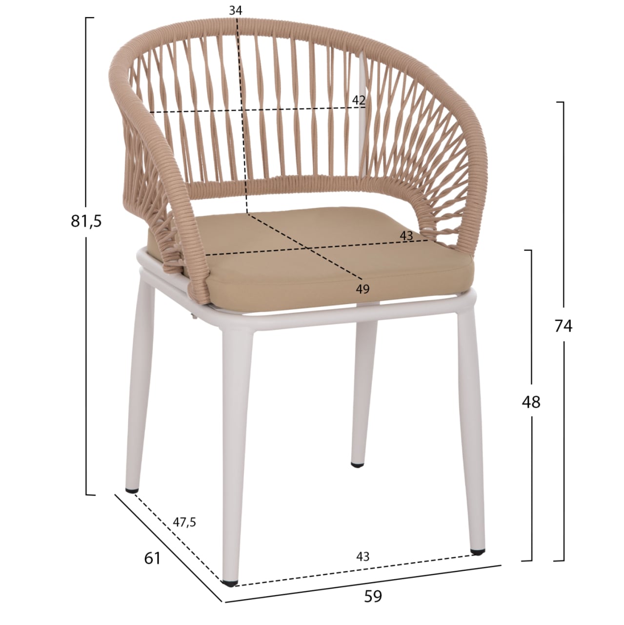 OUTDOOR DINING SET 9PCS MAGNET HM10828.02 ALUMINUM IN WHITE--POLYWOOD--P.E.ROPE [3]