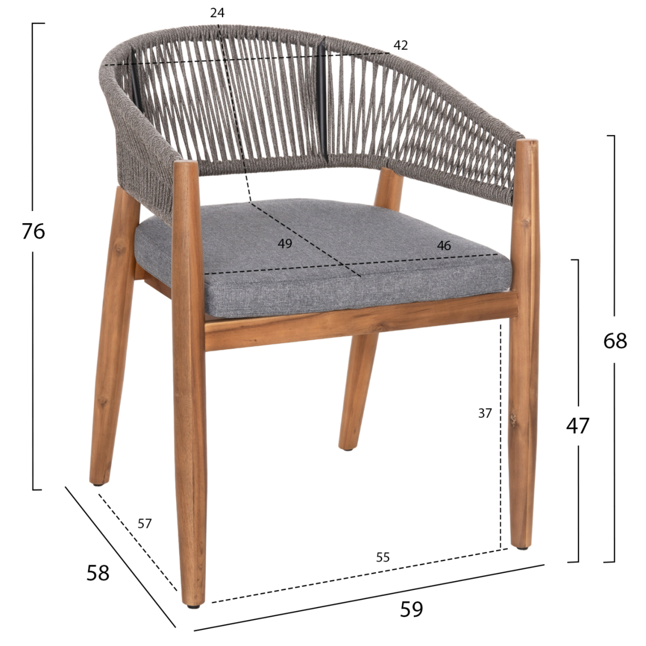 OUTDOOR DINING SET 9PCS NAVANT HM21066.01 TABLE WITH 8 DINING CHAIRS-ACACIA WOOD-ROPE IN GREY [3]