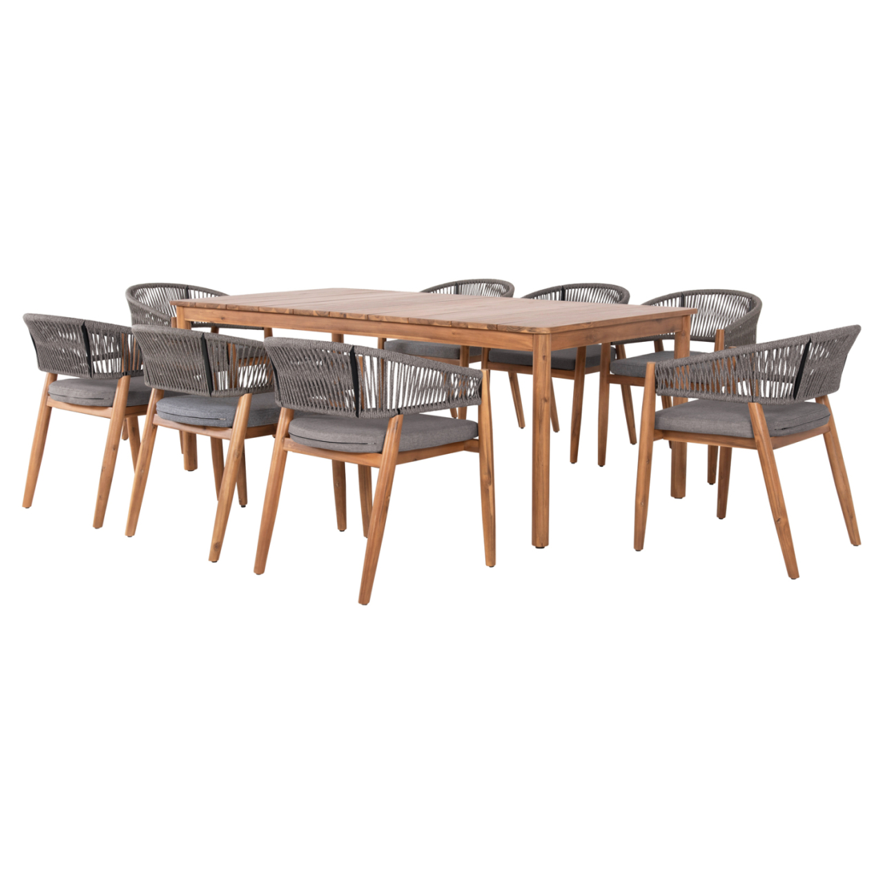 OUTDOOR DINING SET 9PCS NAVANT HM21066.01 TABLE WITH 8 DINING CHAIRS-ACACIA WOOD-ROPE IN GREY [5]
