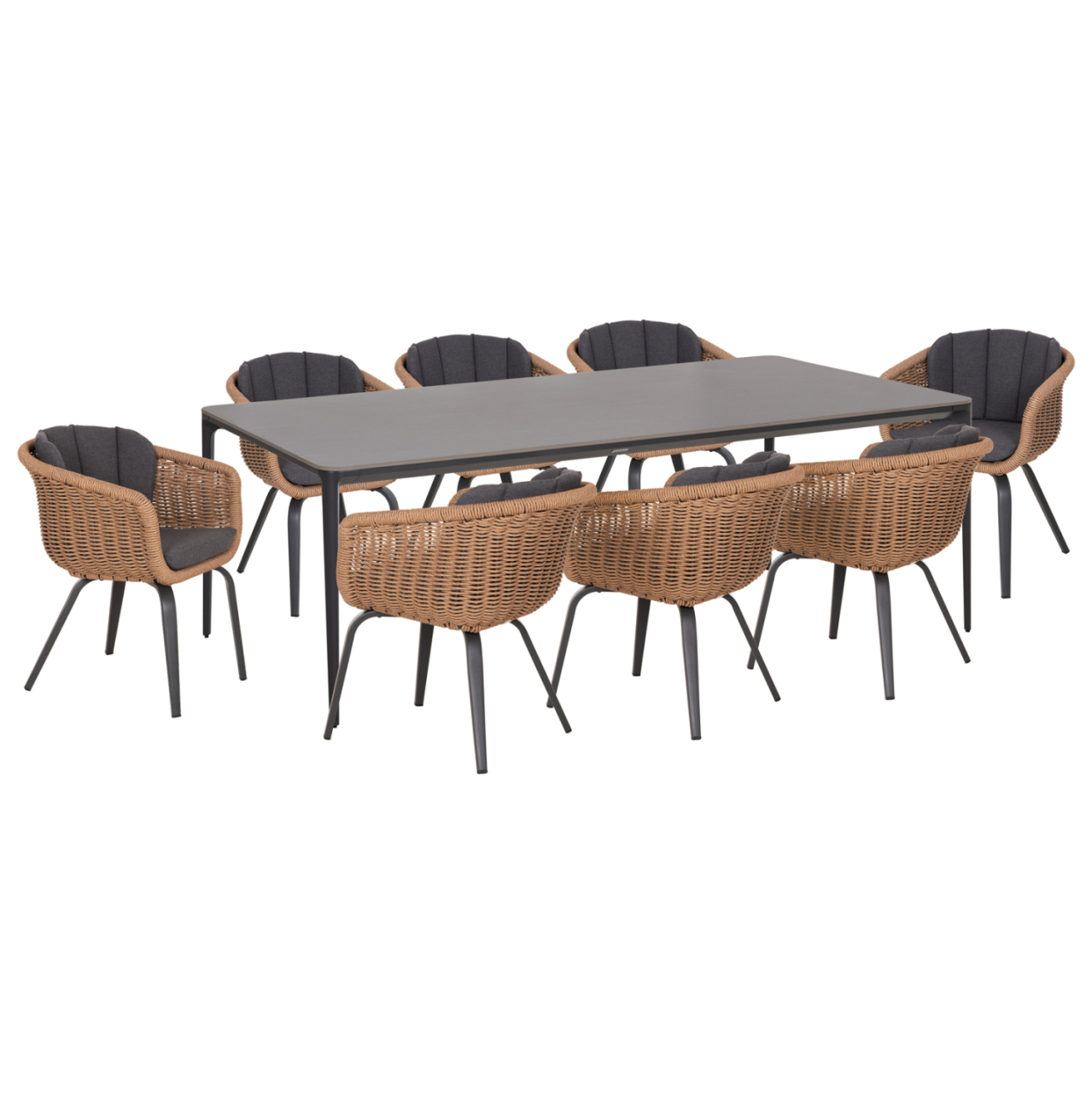 OUTDOOR DINING SET 9PCS VICTUS HM10864.01 GREY ALUMINUM-SINTERED STONE-OLEFIN--WICKER [2]