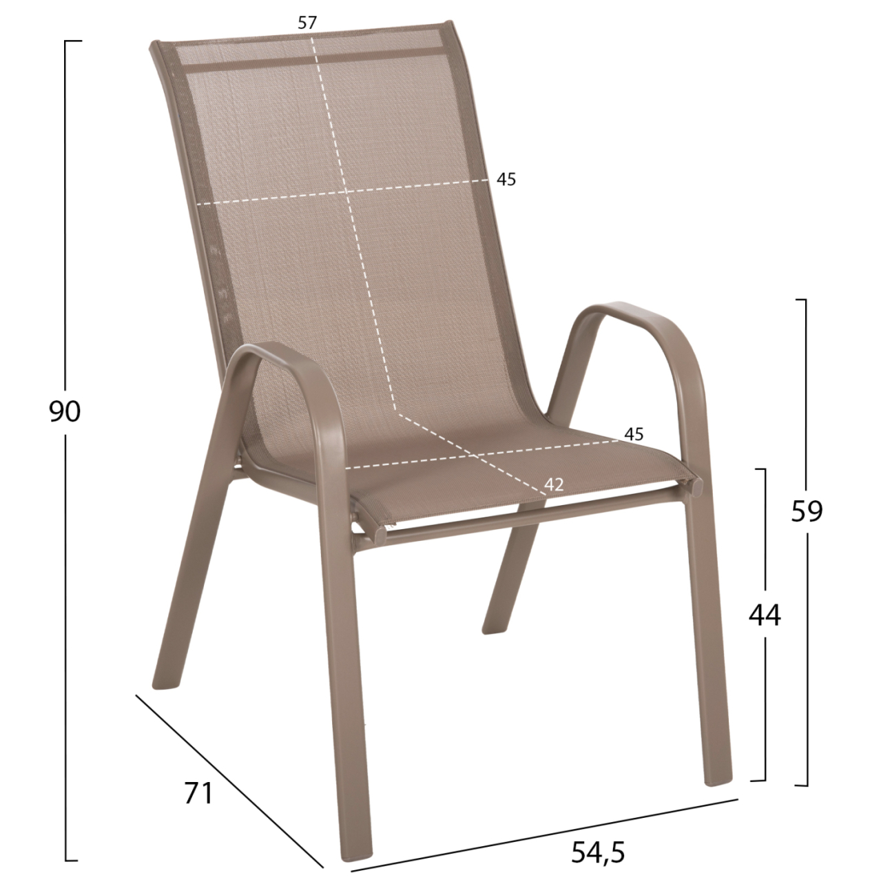 OUTDOOR DINING SET ADAM HM10897.04 TABLE 110x60cm and 4 ARMCHAIRS--CHAMPAGNE COLOR [3]