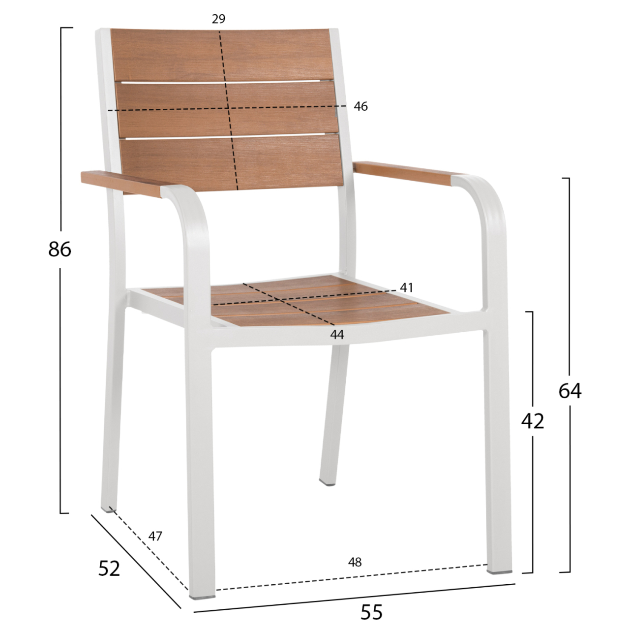 OUTDOOR DINING SET TABER HM10737.01 TABLE and 6 DINING CHAIRS-ALUMINUM and POLYWOOD--WHITE [3]