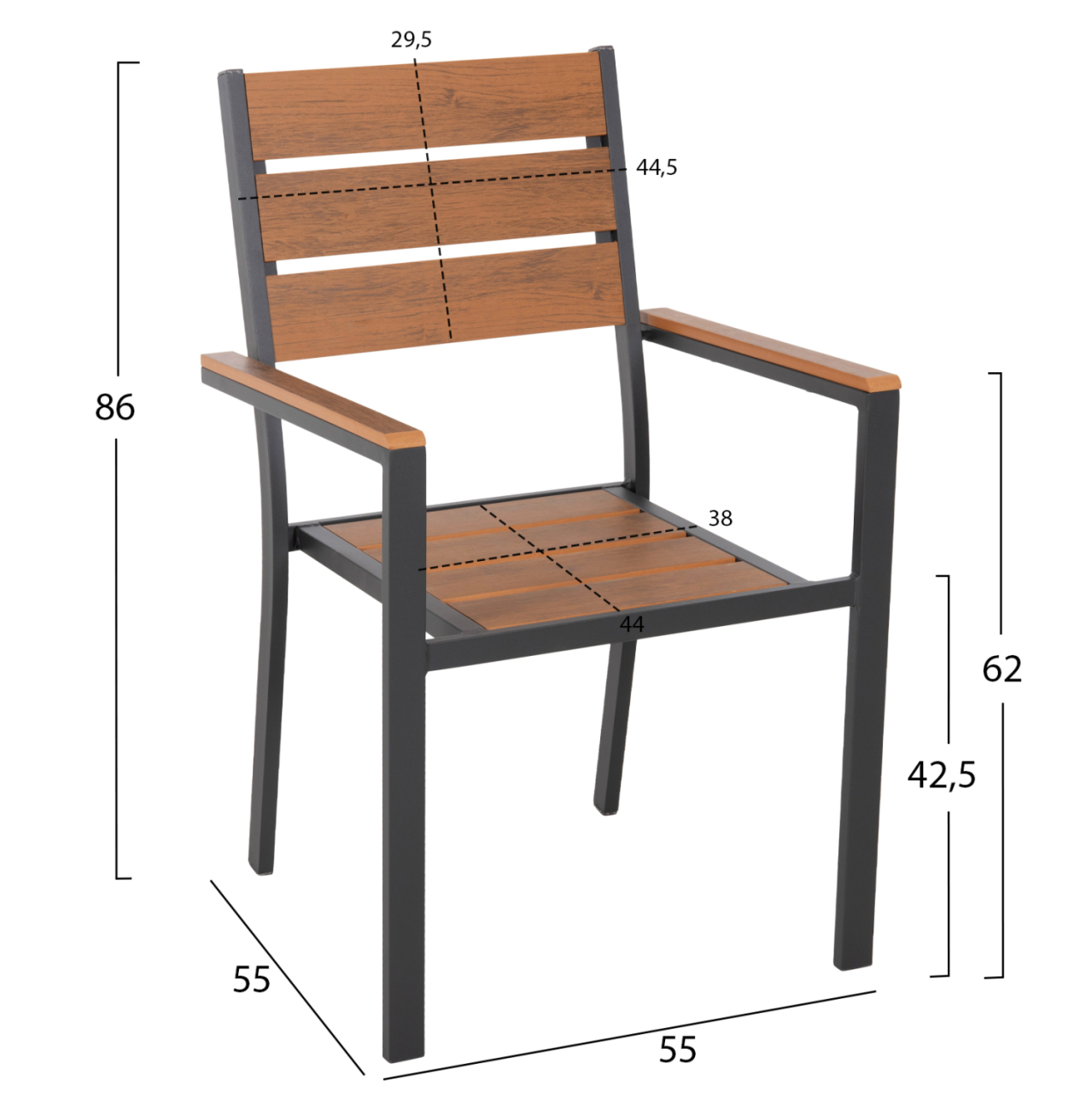 OUTDOOR DINING SET TABER HM21198 TABLE and 6 DINING CHAIRS-ALUMINUM and POLYWOOD--ANTHRACITE COLOR [3]