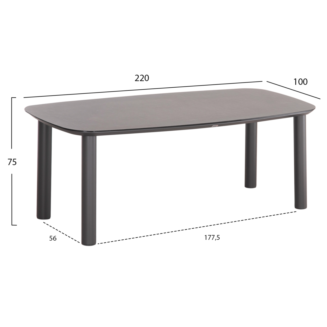 OUTDOOR DINING TABLE DOSUN HM6202.01 DARK GREY ALUMINUM-3D PRINT GLASS TOP IN CERAMIC LOOK 220x100x75H [2]