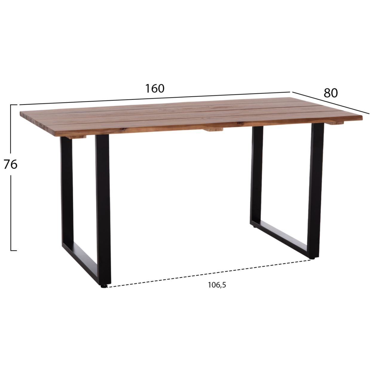 OUTDOOR DINING TABLE FRIGGO HM6375.02 ACACIA WOOD 2.6cm thick--METAL LEGS 160x80x76Hcm [2]