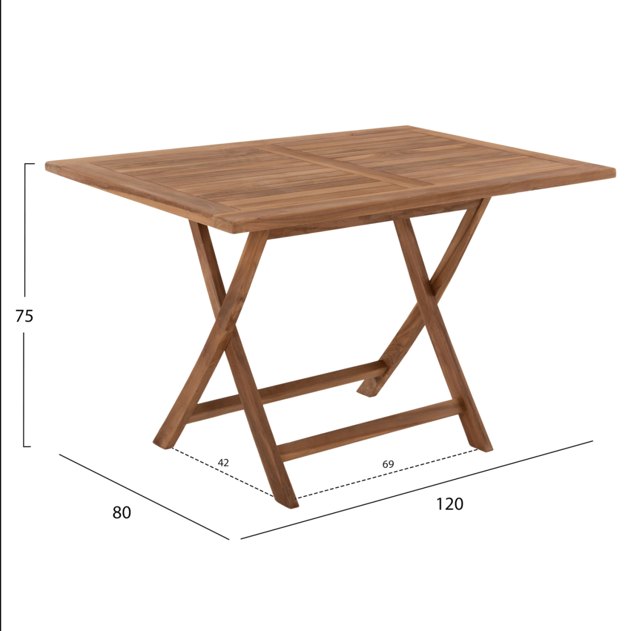OUTDOOR DINING TABLE KENDALL HM9542 FOLDABLE-TEAK IN NATURAL COLOR 120x80x75Hcm. [2]