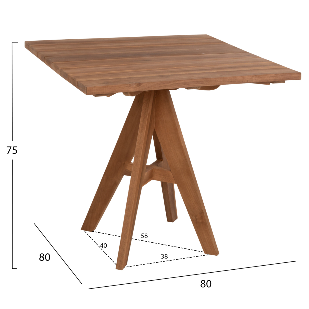 OUTDOOR DINING TABLE LEO HM9622.11 SQUARE TEAK WOOD 80x80x75Hcm. [2]