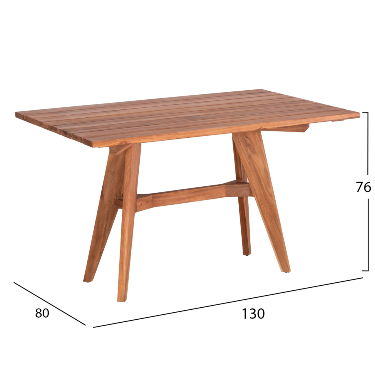 OUTDOOR DINING TABLE RECTANGULAR LEO HM6137 SOLID TEAK WOOD 130x80x76Hcm. [2]
