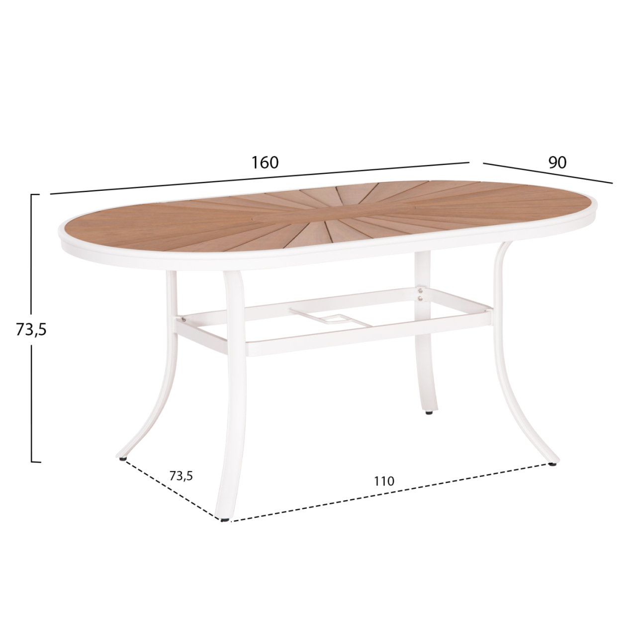 OUTDOOR DINING TABLE TELAMO HM6288.02 ALUMINUM IN WHITE and POLYWOOD TABLETOP 160X90Χ73.5Hcm. [2]