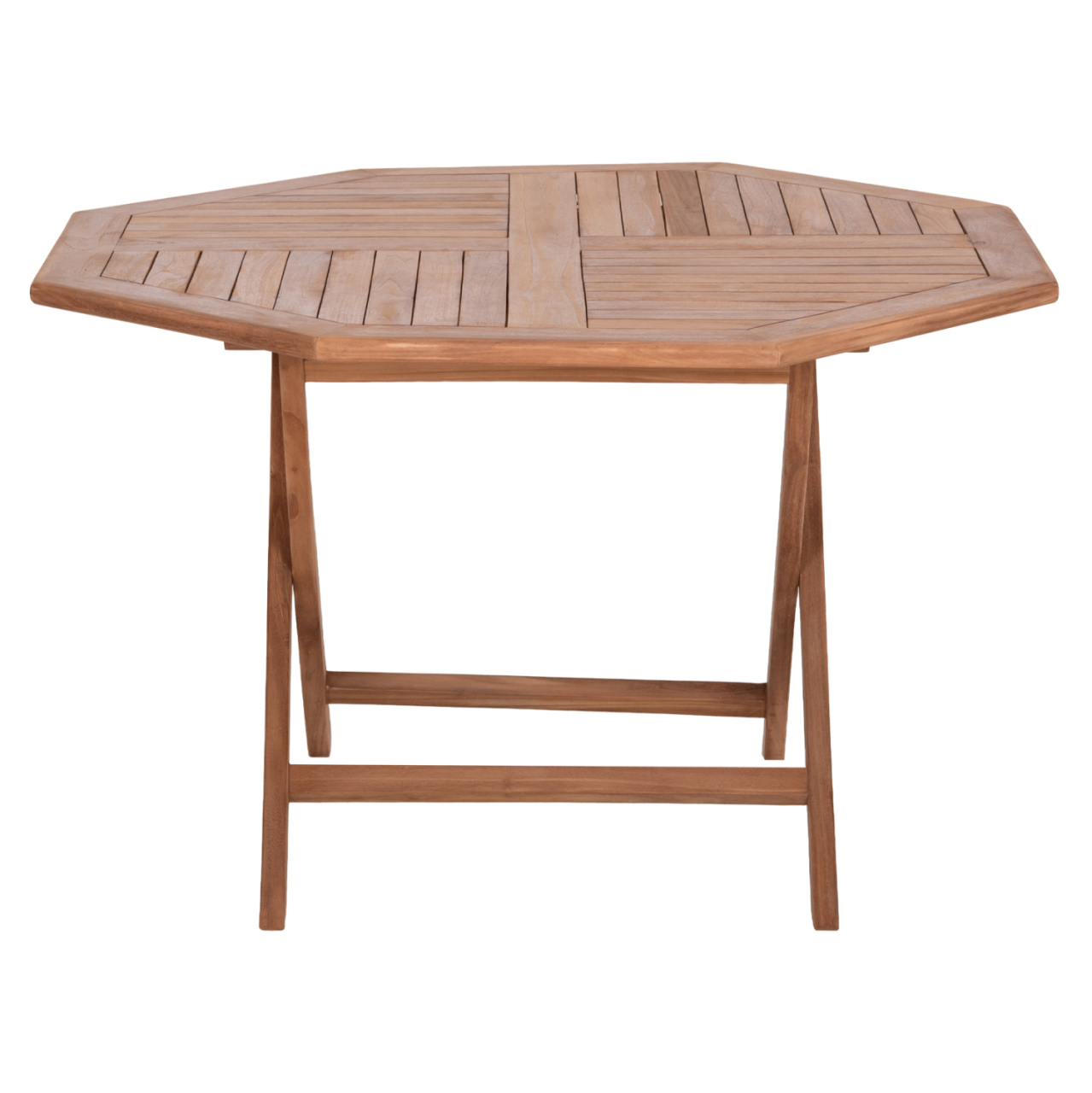 OUTDOOR FOLDABLE POLYGON DINING TABLE KARLIN HM6618 TEAK WOOD-NATURAL COLOR 120x120x75Hcm [3]