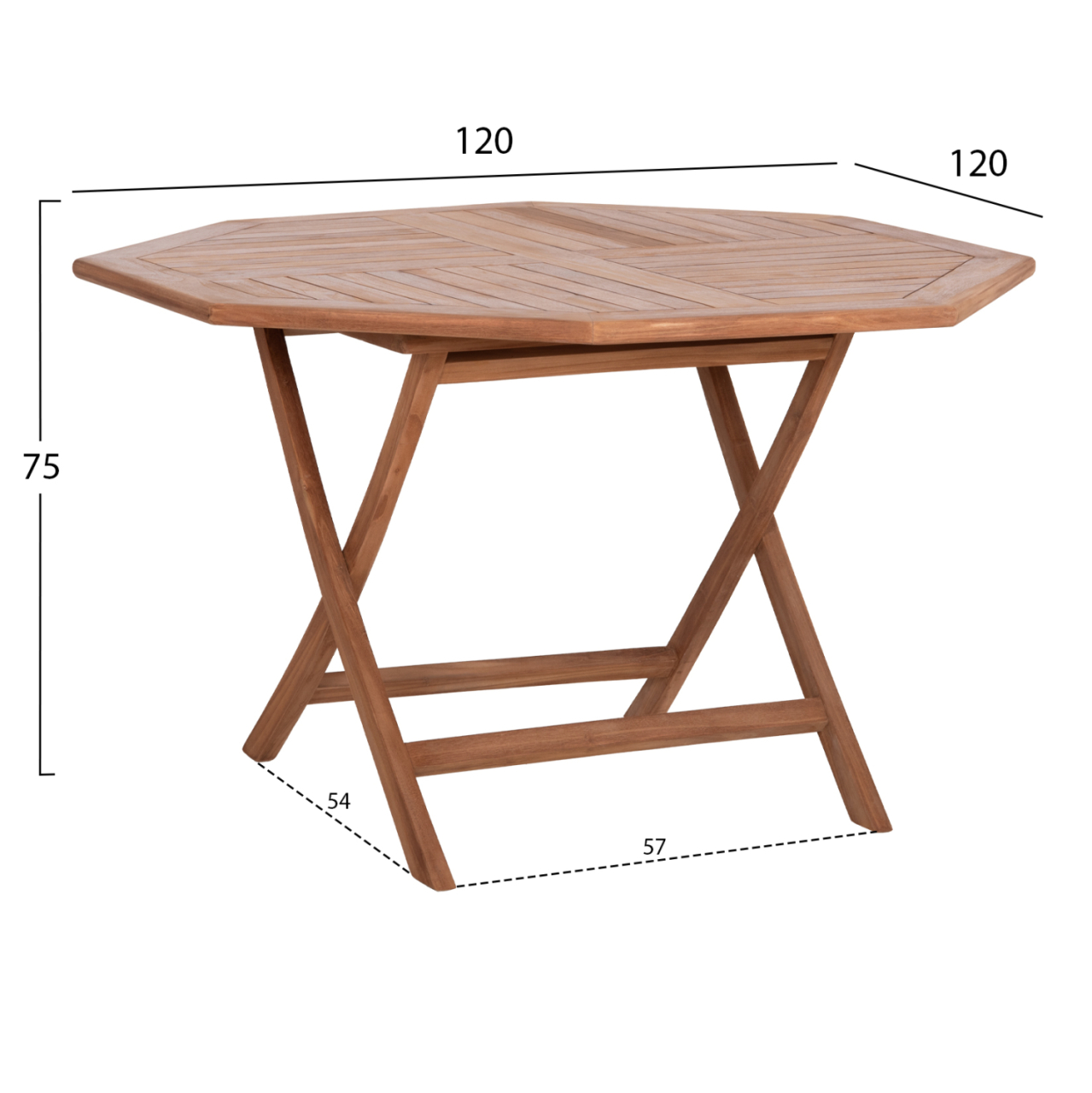 OUTDOOR FOLDABLE POLYGON DINING TABLE KARLIN HM6618 TEAK WOOD-NATURAL COLOR 120x120x75Hcm [2]