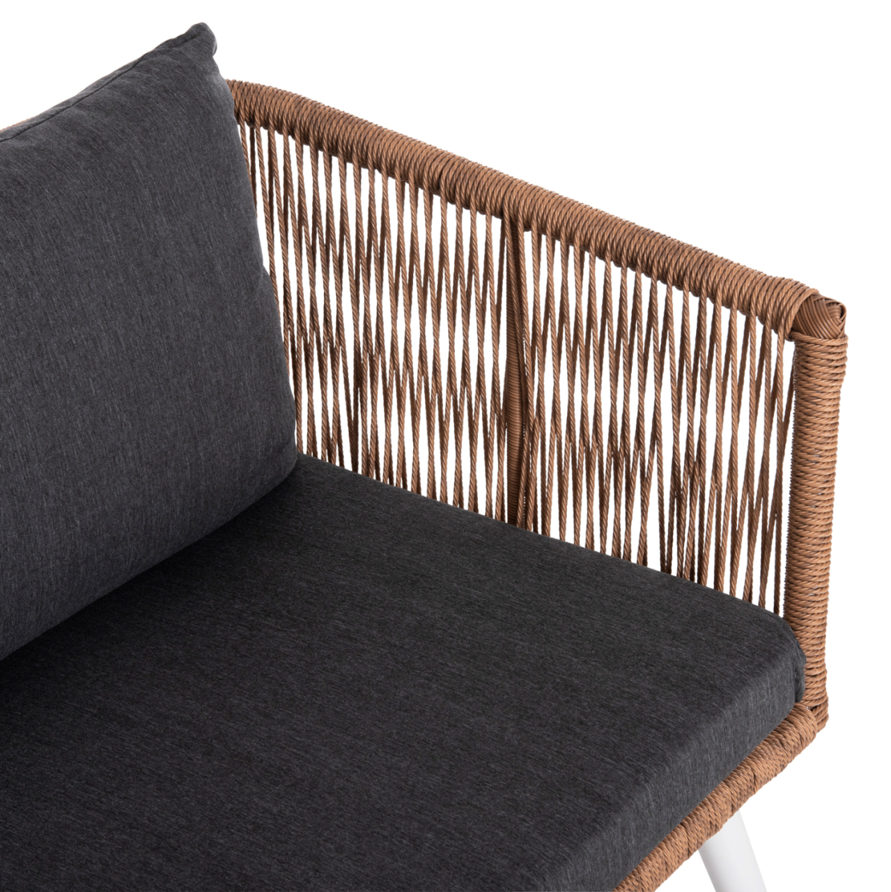 OUTDOOR LOUNGE 4PCS SET FREJA HM6057.01 ALUMINUM IN WHITE-PE RATTAN IN BEIGE-ANTHRACITE CUSHIONS [6]