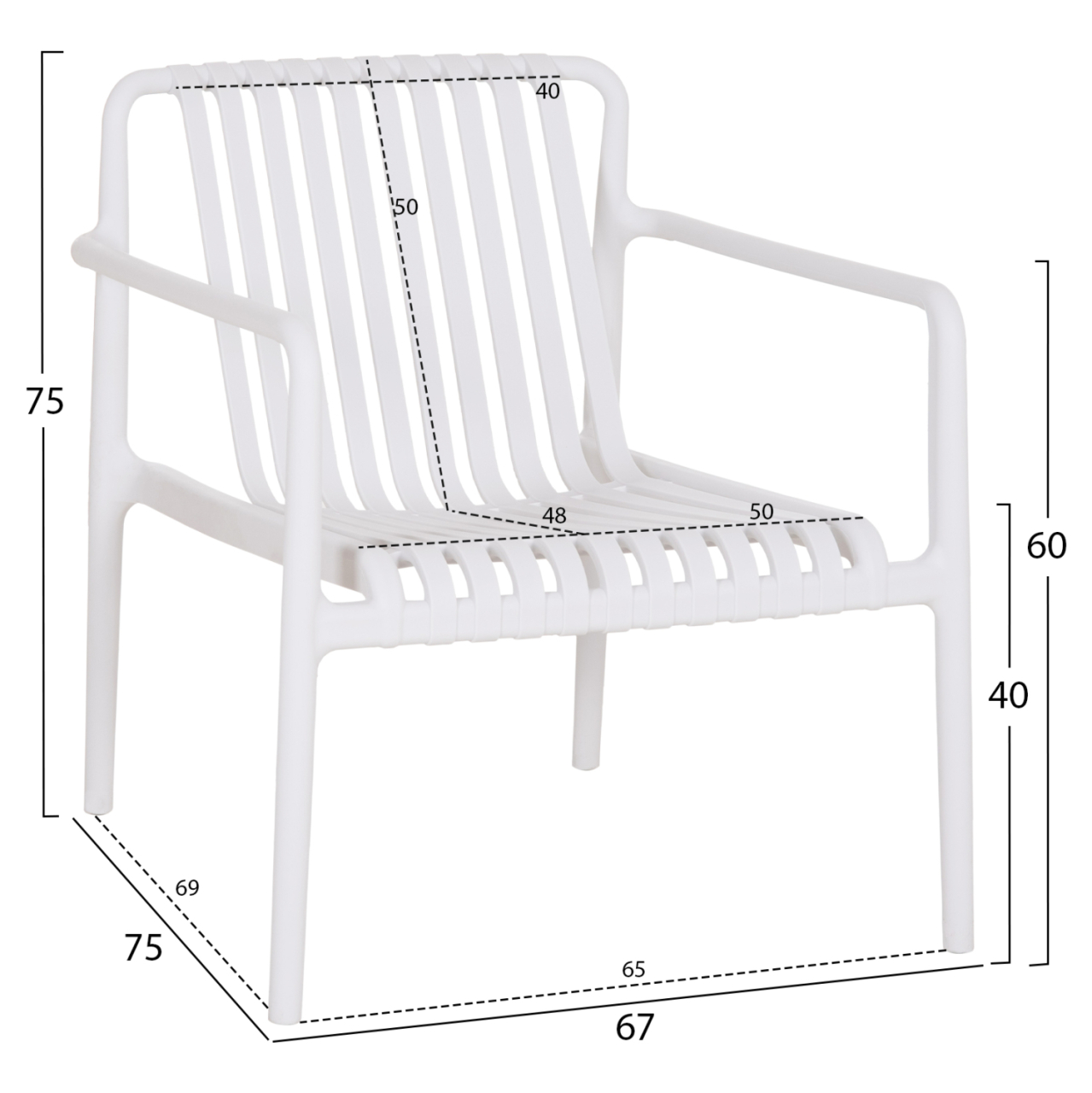 OUTDOOR LOUNGE ARMCHAIR MALEN HM6626.01 WHITE POLYPROPYLENE 67x75x75Hcm [2]