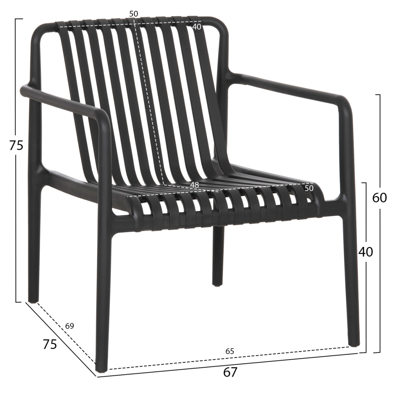 OUTDOOR LOUNGE ARMCHAIR MALEN HM6626.02 BLACK POLYPROPYLENE 67x75x75Hcm [2]