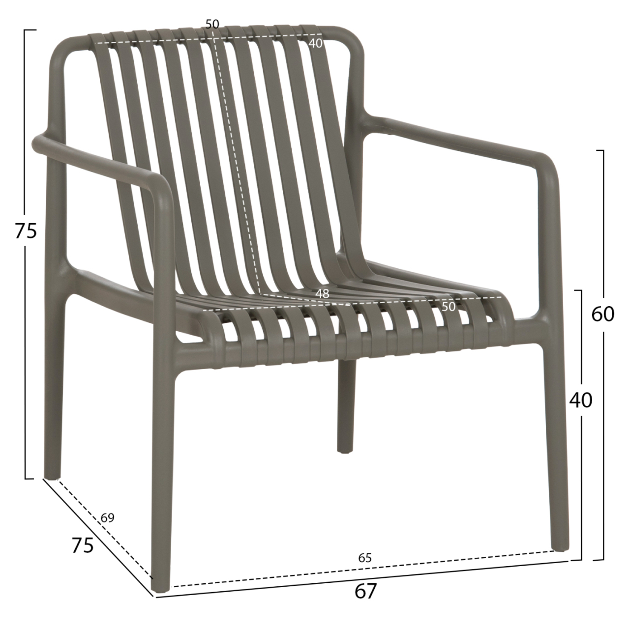 OUTDOOR LOUNGE ARMCHAIR MALEN HM6626.05 OLIVE GREEN POLYPROPYLENE 67x75x75Hcm [2]