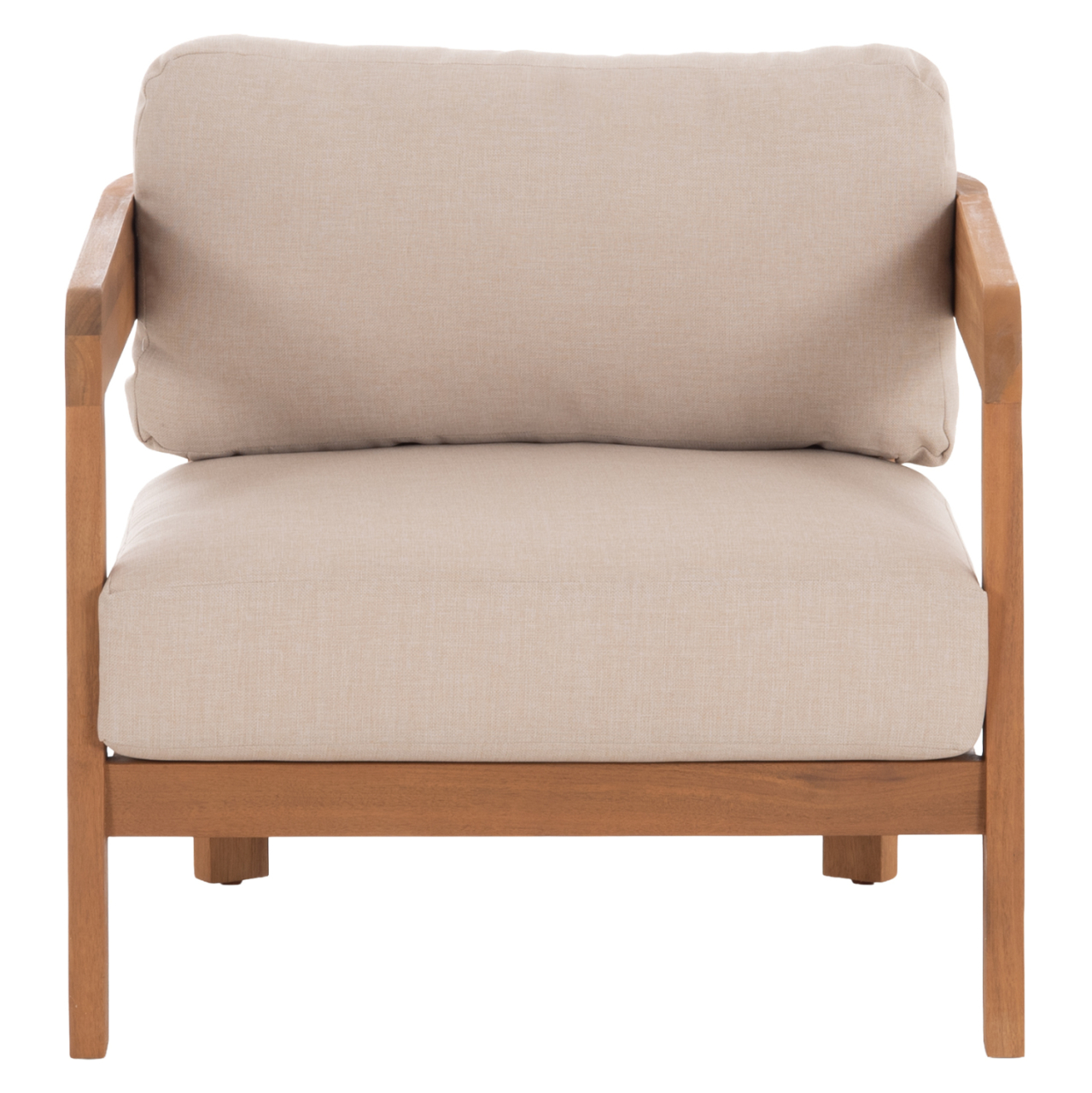 OUTDOOR LOUNGE CHAIR SOLARA HM6513 ACACIA WOOD IN NATURAL--CUSHIONS IN ECRU 75x70x75Hcm. [3]