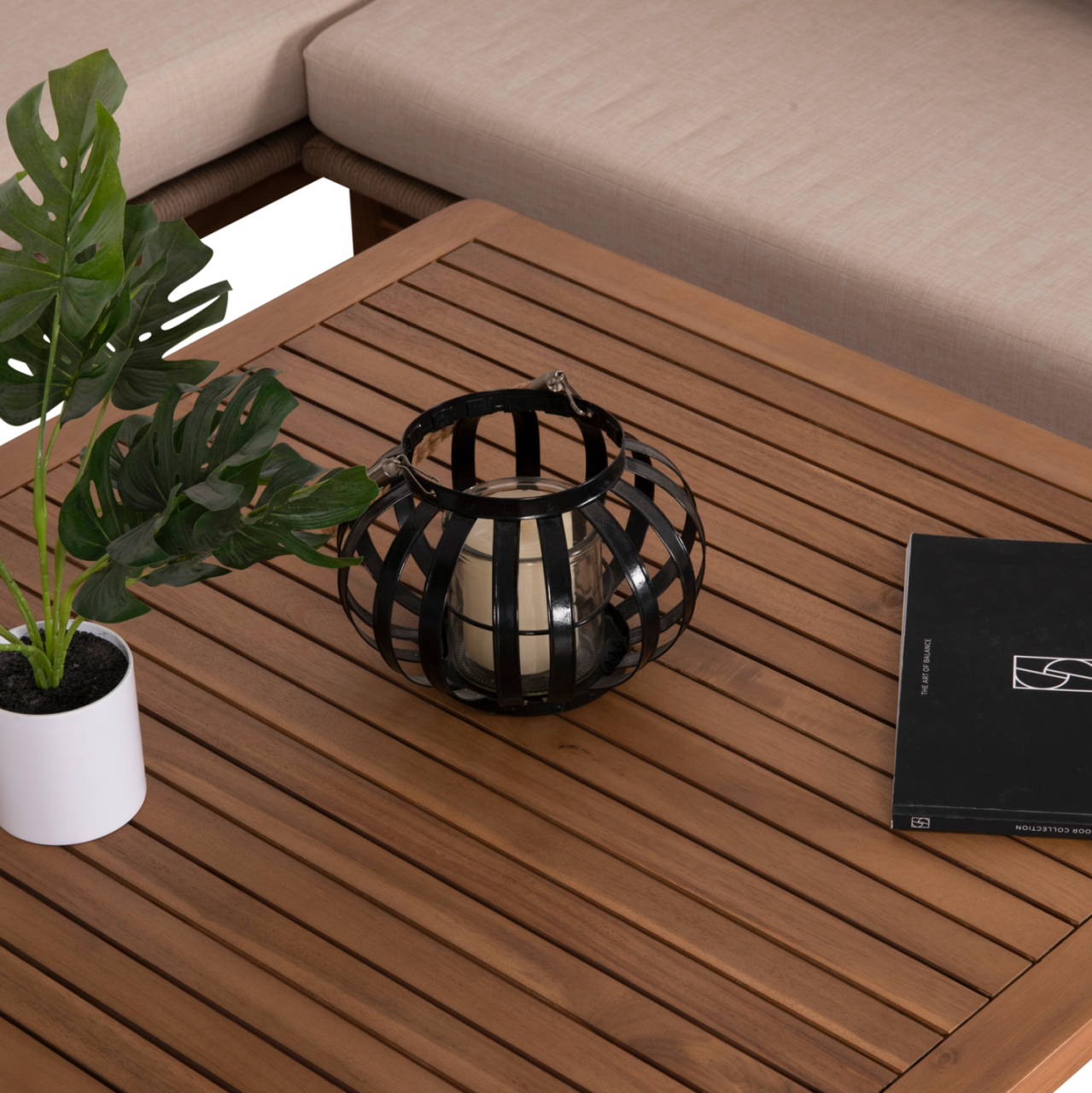 OUTDOOR LOUNGE CORNER 3PCS SET SANJI HM6223 ACACIA WOOD-ALUMINUM FRAME-ROPE [6]