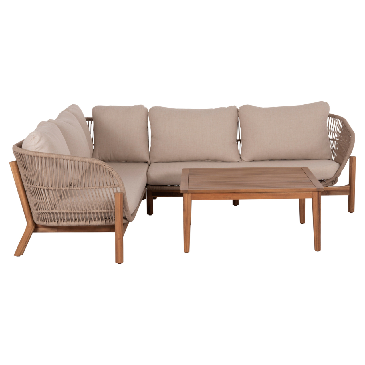 OUTDOOR LOUNGE CORNER 3PCS SET SANJI HM6223 ACACIA WOOD-ALUMINUM FRAME-ROPE [4]