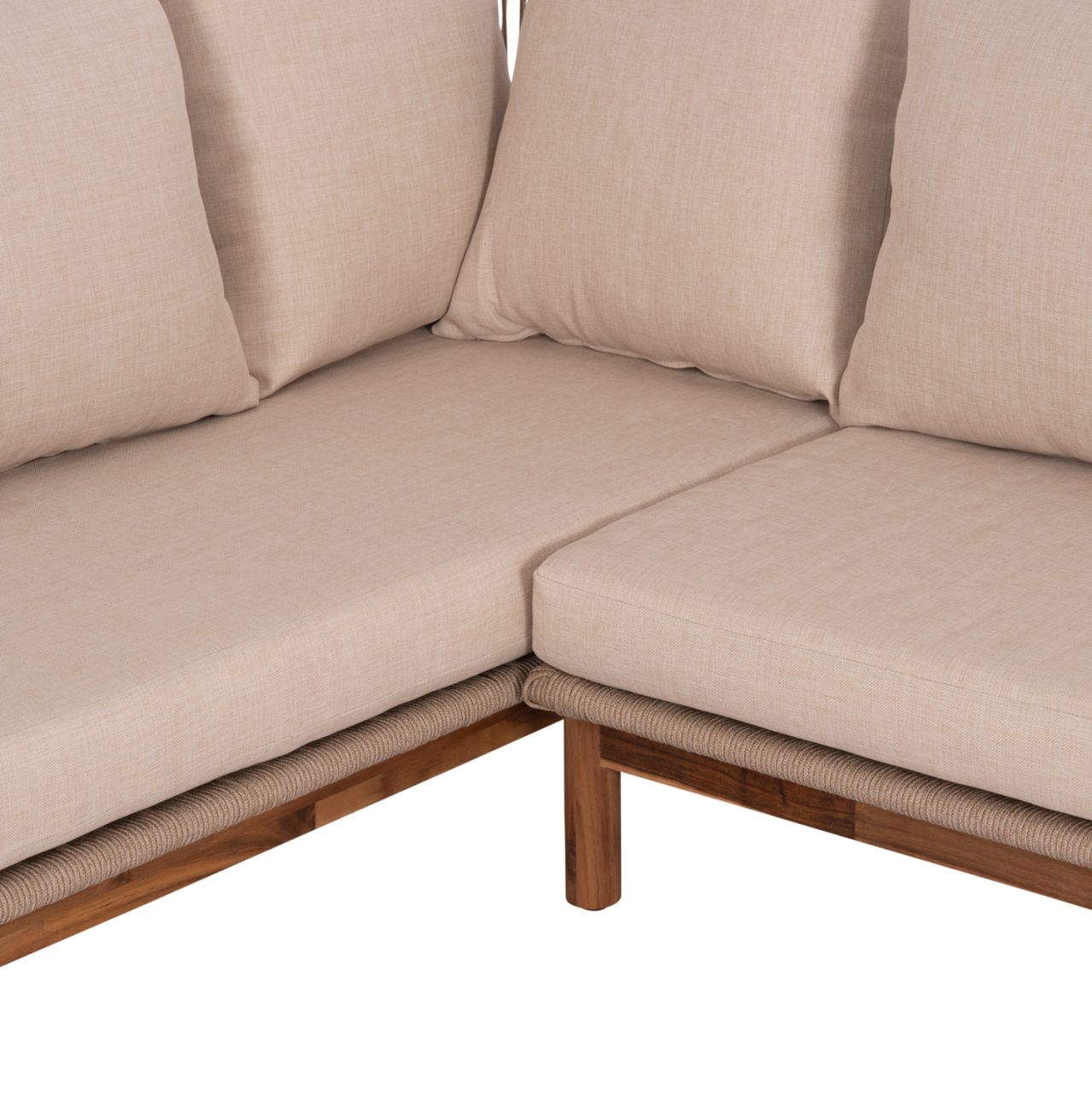 OUTDOOR LOUNGE CORNER 3PCS SET SANJI HM6223 ACACIA WOOD-ALUMINUM FRAME-ROPE [10]