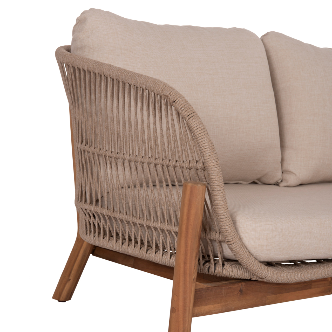 OUTDOOR LOUNGE CORNER 3PCS SET SANJI HM6223 ACACIA WOOD-ALUMINUM FRAME-ROPE [8]