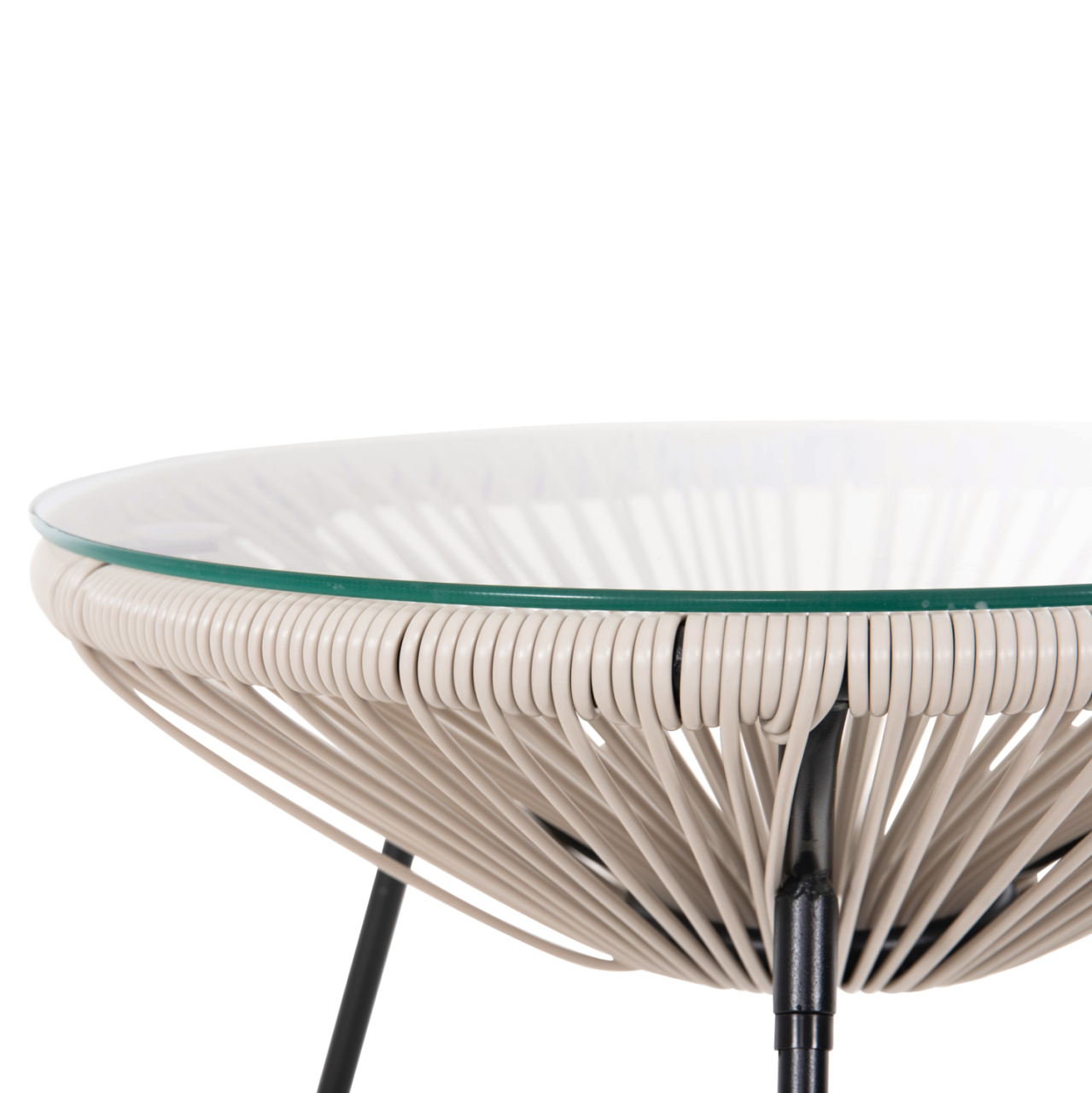 OUTDOOR LOUNGE SET 3PCS ACAPULCO HM11861.03 P.E.RATTAN ECRU-METAL IN BLACK [10]