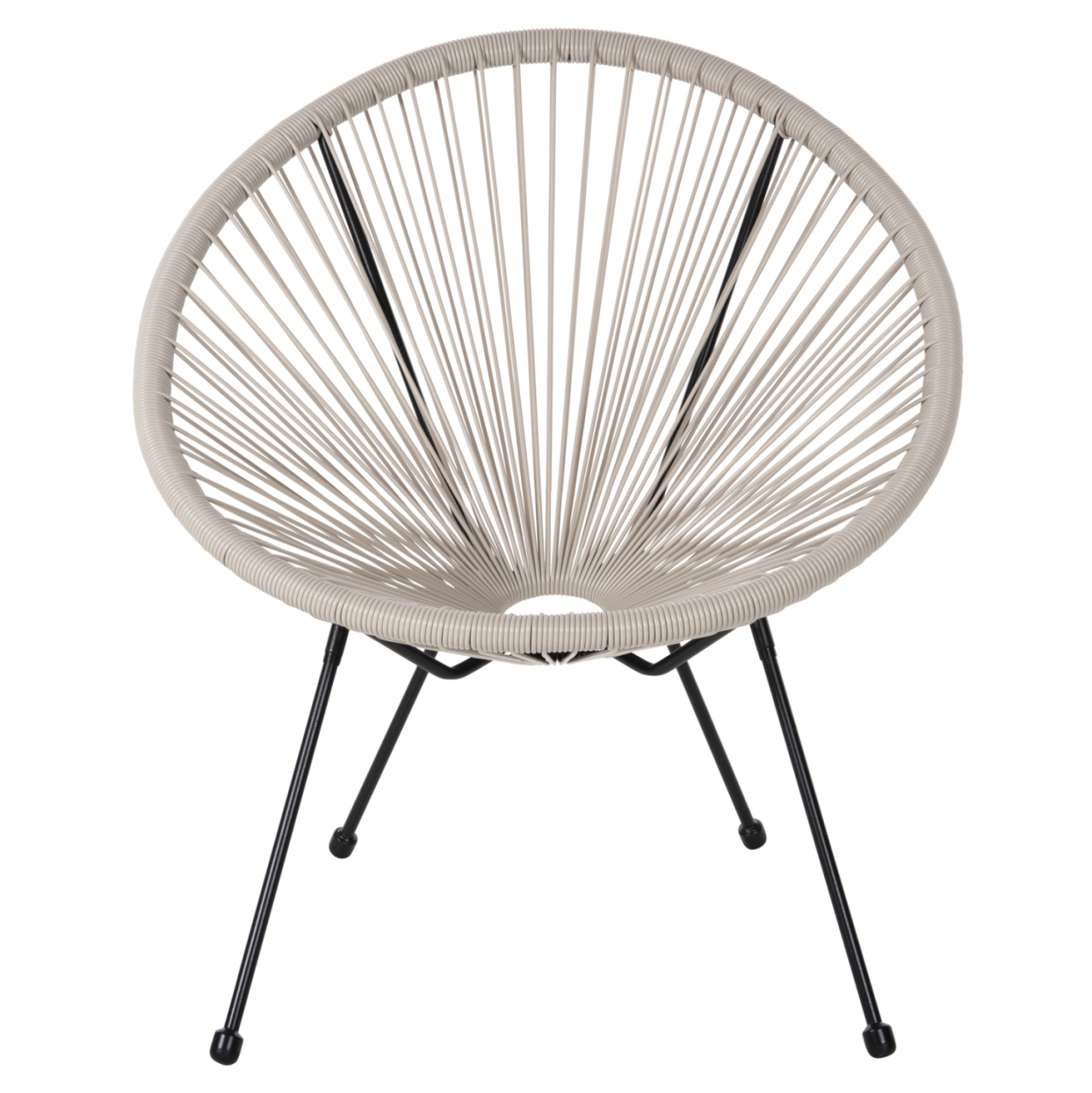 OUTDOOR LOUNGE SET 3PCS ACAPULCO HM11861.03 P.E.RATTAN ECRU-METAL IN BLACK [4]