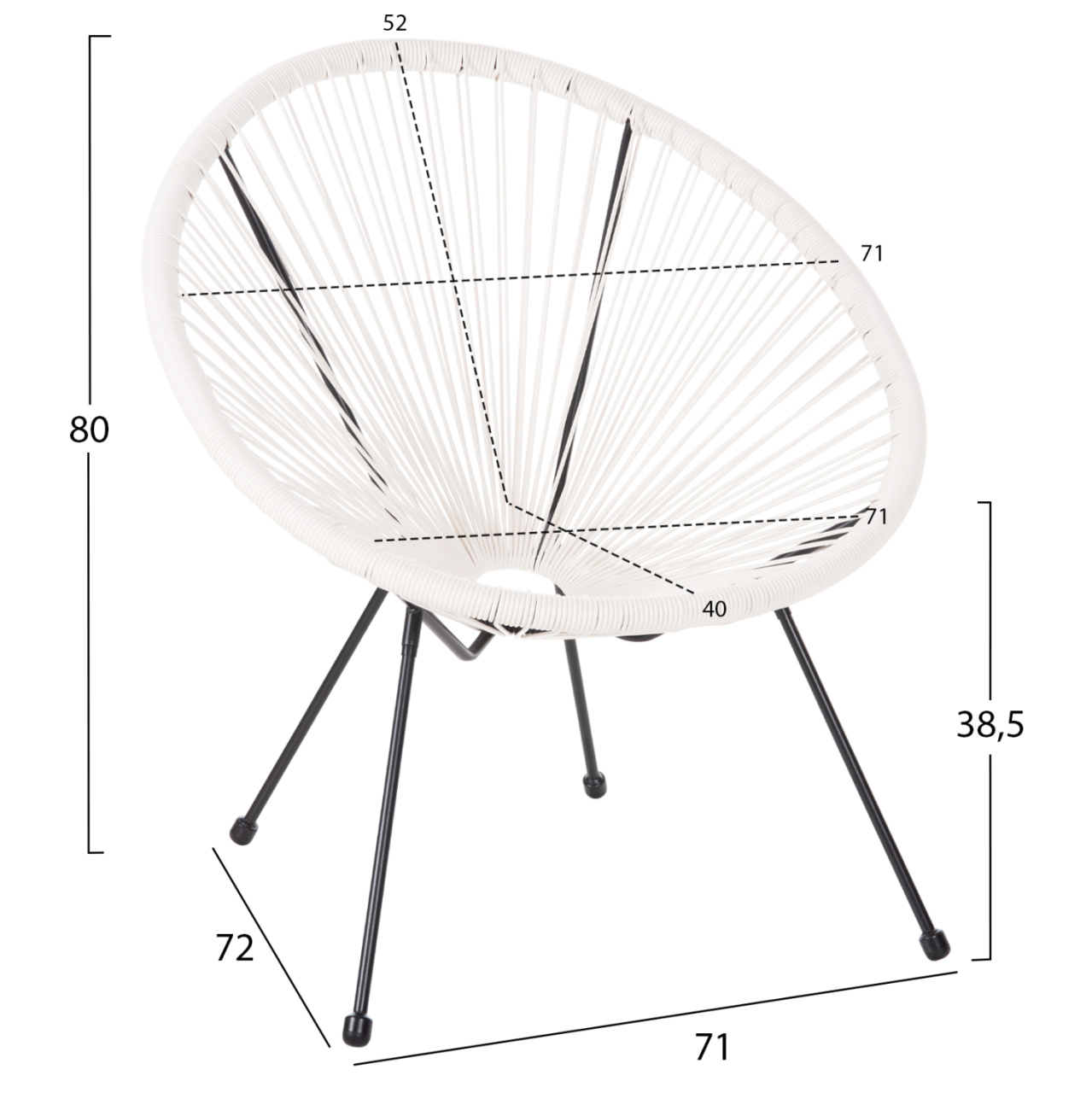 OUTDOOR LOUNGE SET 3PCS ACAPULCO HM11861.12 P.E.RATTAN WHITE-METAL IN BLACK [3]