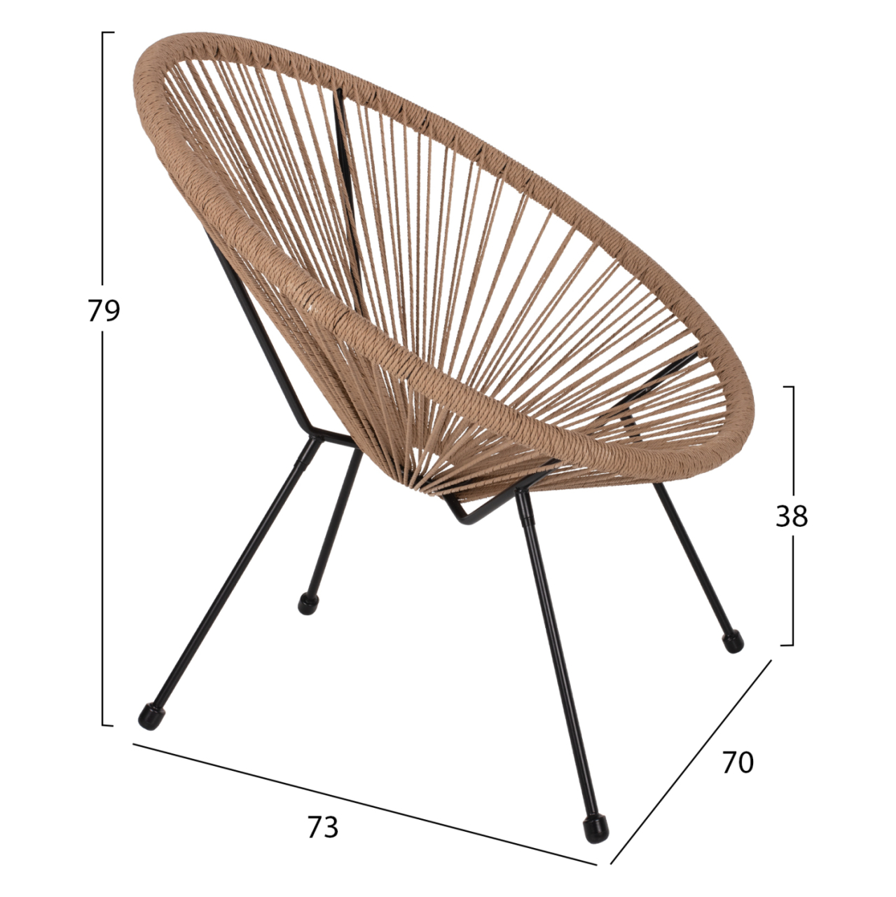 OUTDOOR LOUNGE SET 3PCS ACAPULCO HM21100 TWISTED WICKER-METAL [2]