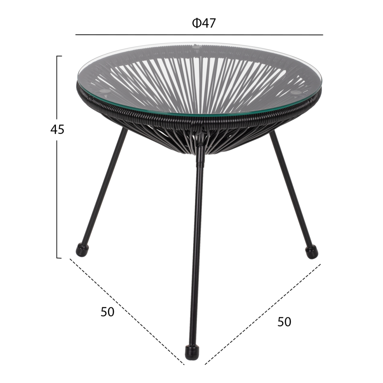 OUTDOOR LOUNGE SET 3PCS ACAPULCO HM21101 P.E.RATTAN-METAL IN BLACK [3]