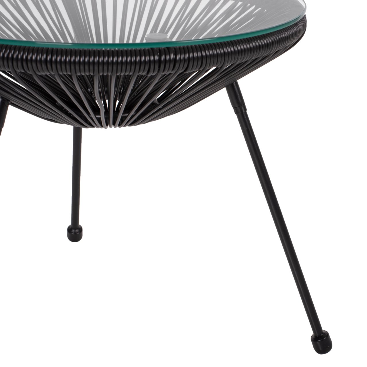 OUTDOOR LOUNGE SET 3PCS ACAPULCO HM21101 P.E.RATTAN-METAL IN BLACK [8]
