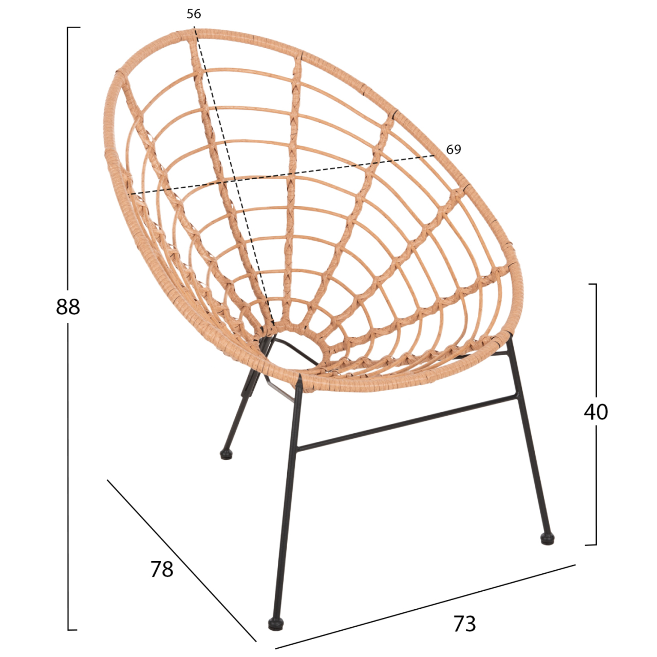 OUTDOOR LOUNGE SET 3PCS ALLEGRA HM21047.11 BEIGE SYNTH.RATTAN-BLACK METAL [3]