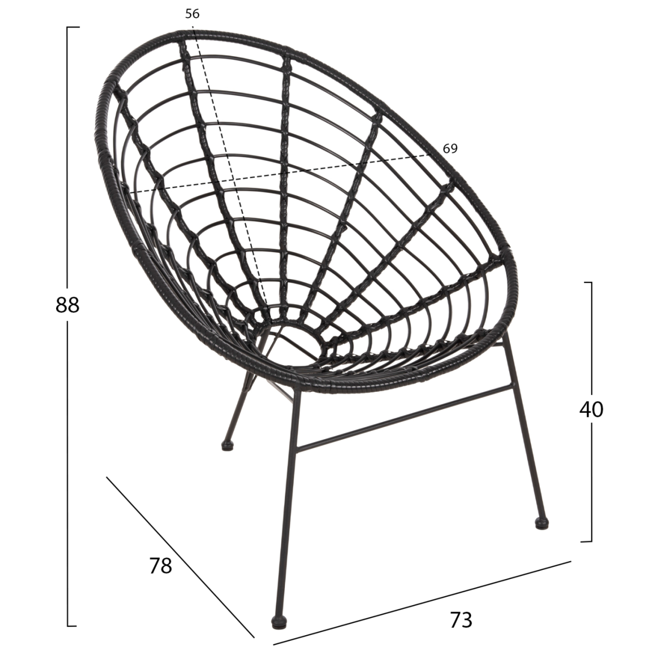 OUTDOOR LOUNGE SET 3PCS ALLEGRA HM21047.12 BLACK SYNTH.RATTAN and METAL [3]