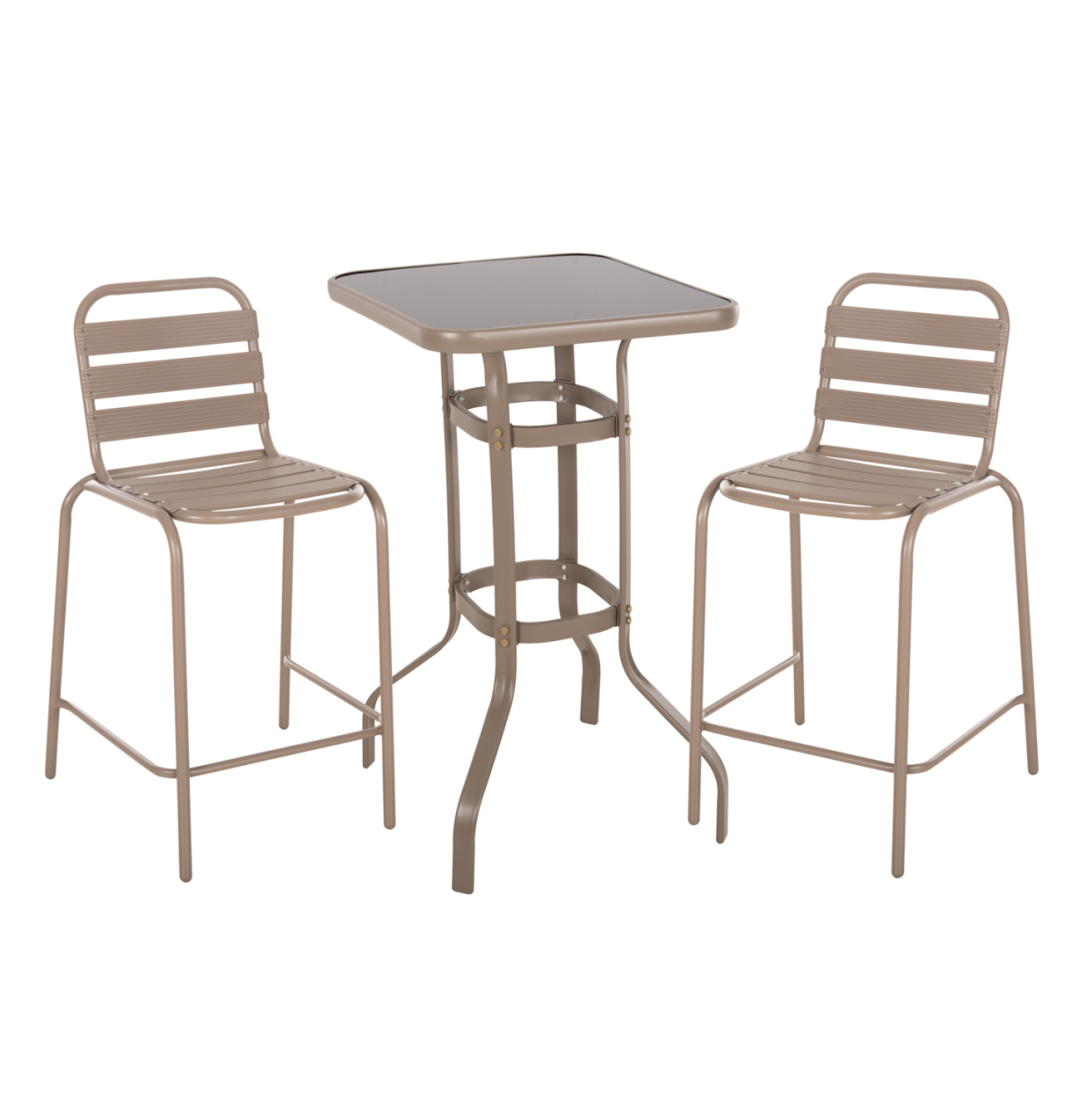 OUTDOOR LOUNGE SET 3PCS LAURA HM21054.04 CHAMPAGNE-COLORED METAL and ALUMINUM [1]