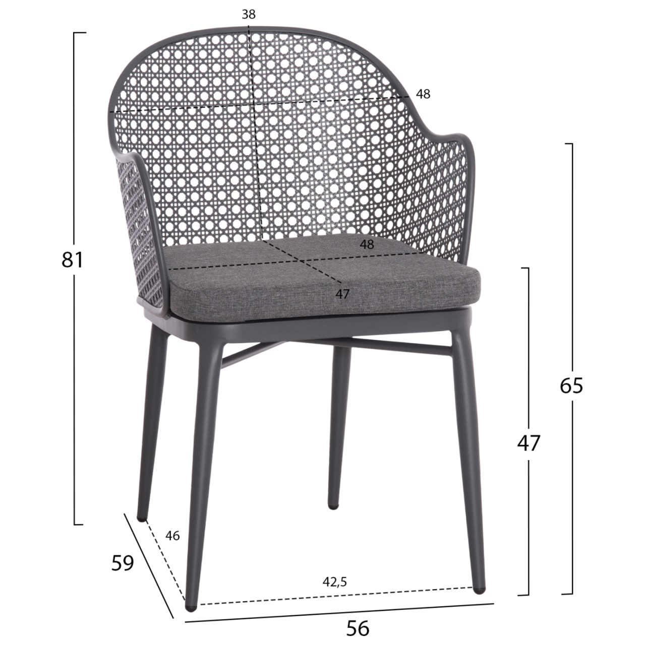 OUTDOOR LOUNGE SET 3PCS OREGO HM21107.01 ALUMINUM and METAL IN DARK GREY COLOR [2]