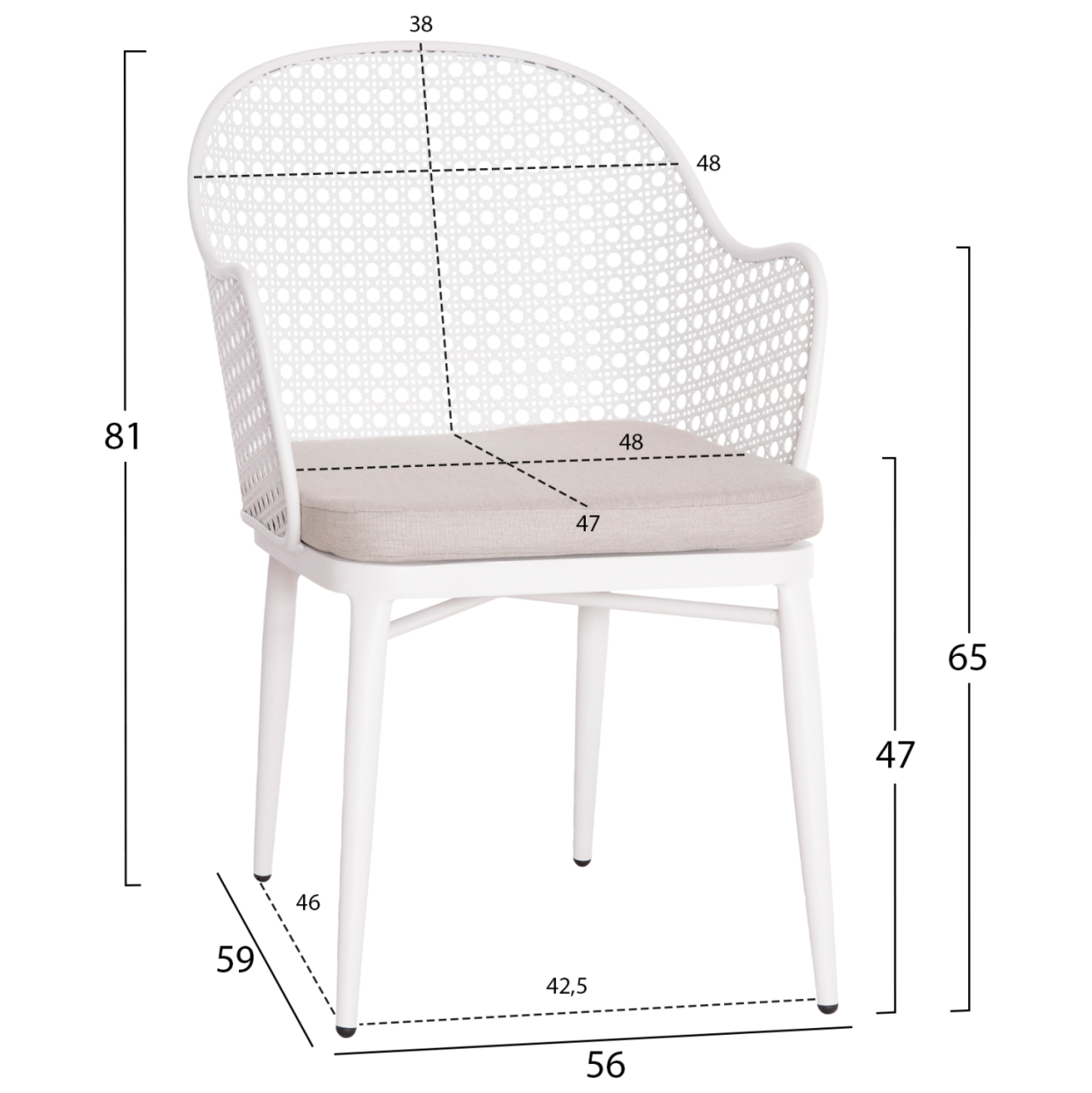 OUTDOOR LOUNGE SET 3PCS OREGO HM21107.02 ALUMINUM and METAL IN WHITE COLOR [2]