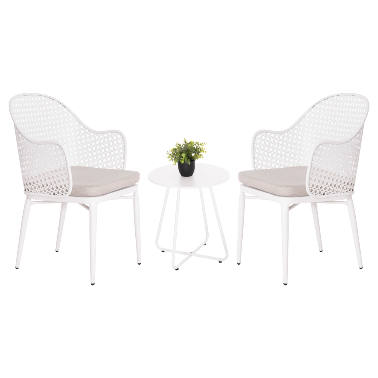 OUTDOOR LOUNGE SET 3PCS OREGO HM21107.02 ALUMINUM and METAL IN WHITE COLOR [1]