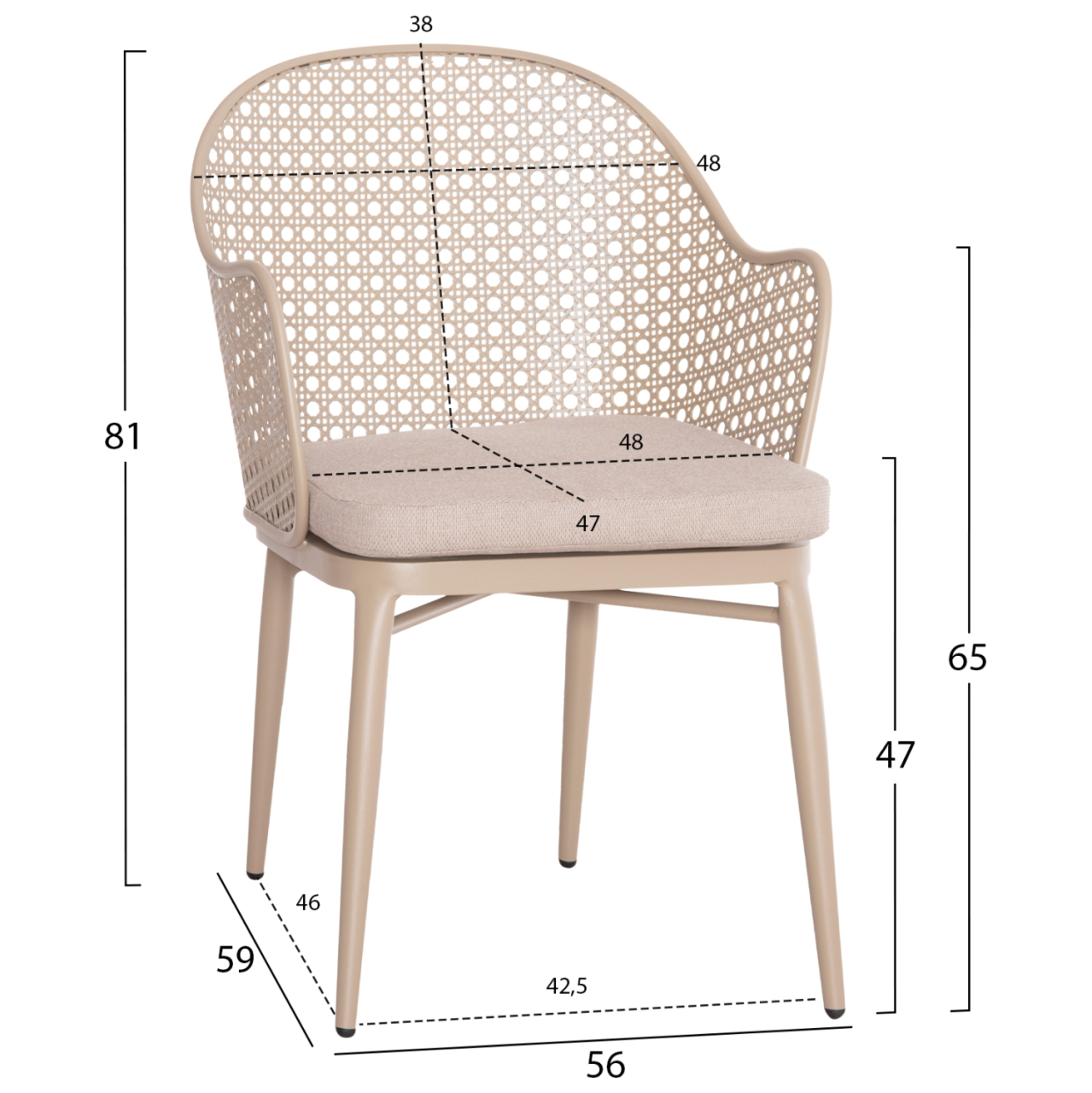 OUTDOOR LOUNGE SET 3PCS OREGO HM21107.03 ALUMINUM and METAL IN CAPPUCCINO COLOR [2]