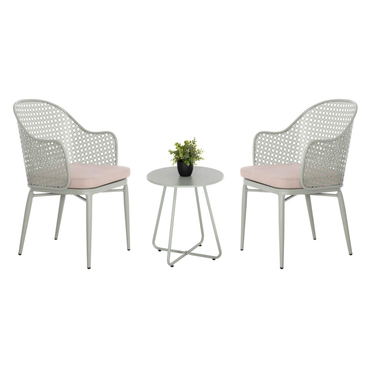 OUTDOOR LOUNGE SET 3PCS OREGO HM21107.06 ALUMINUM and METAL IN PISTACHIO GREEN COLOR [1]