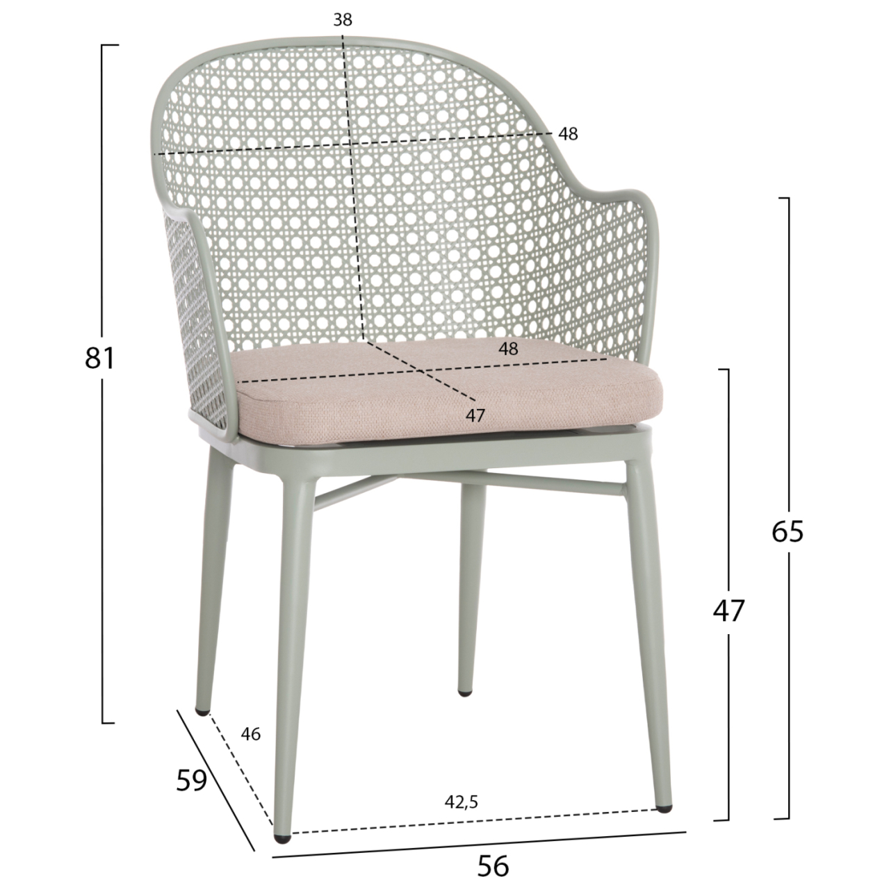 OUTDOOR LOUNGE SET 3PCS OREGO HM21107.06 ALUMINUM and METAL IN PISTACHIO GREEN COLOR [2]