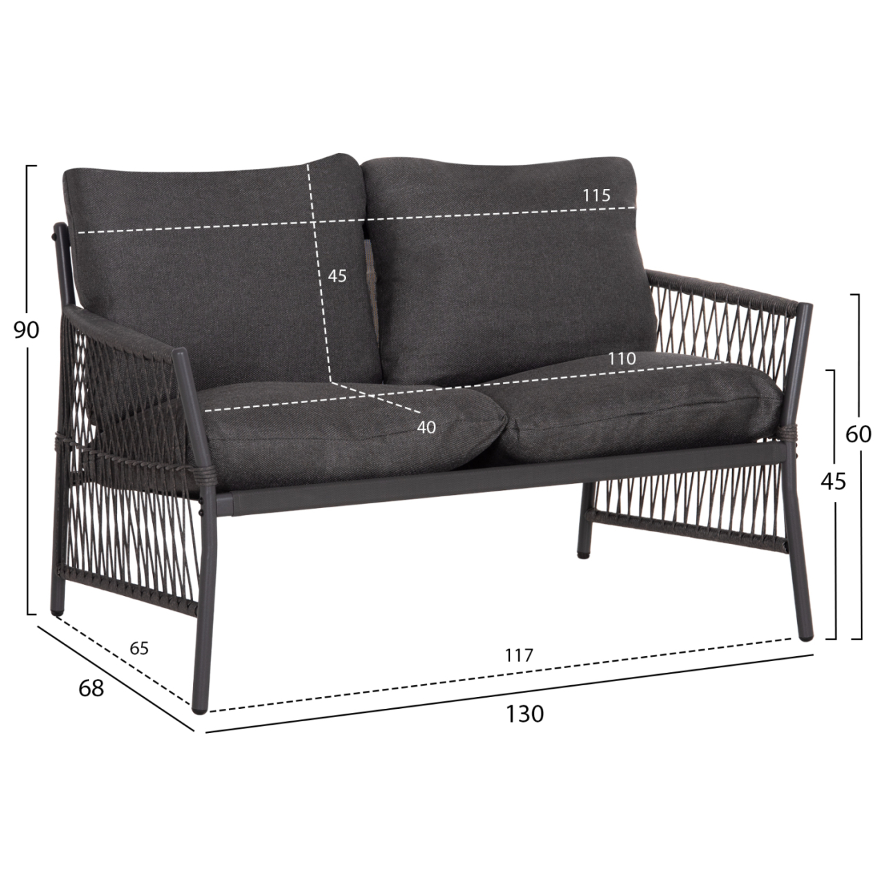 OUTDOOR LOUNGE SET 4-SEAT DEANDRA HM6507.01 METAL and CUSHIONS IN GREY [2]