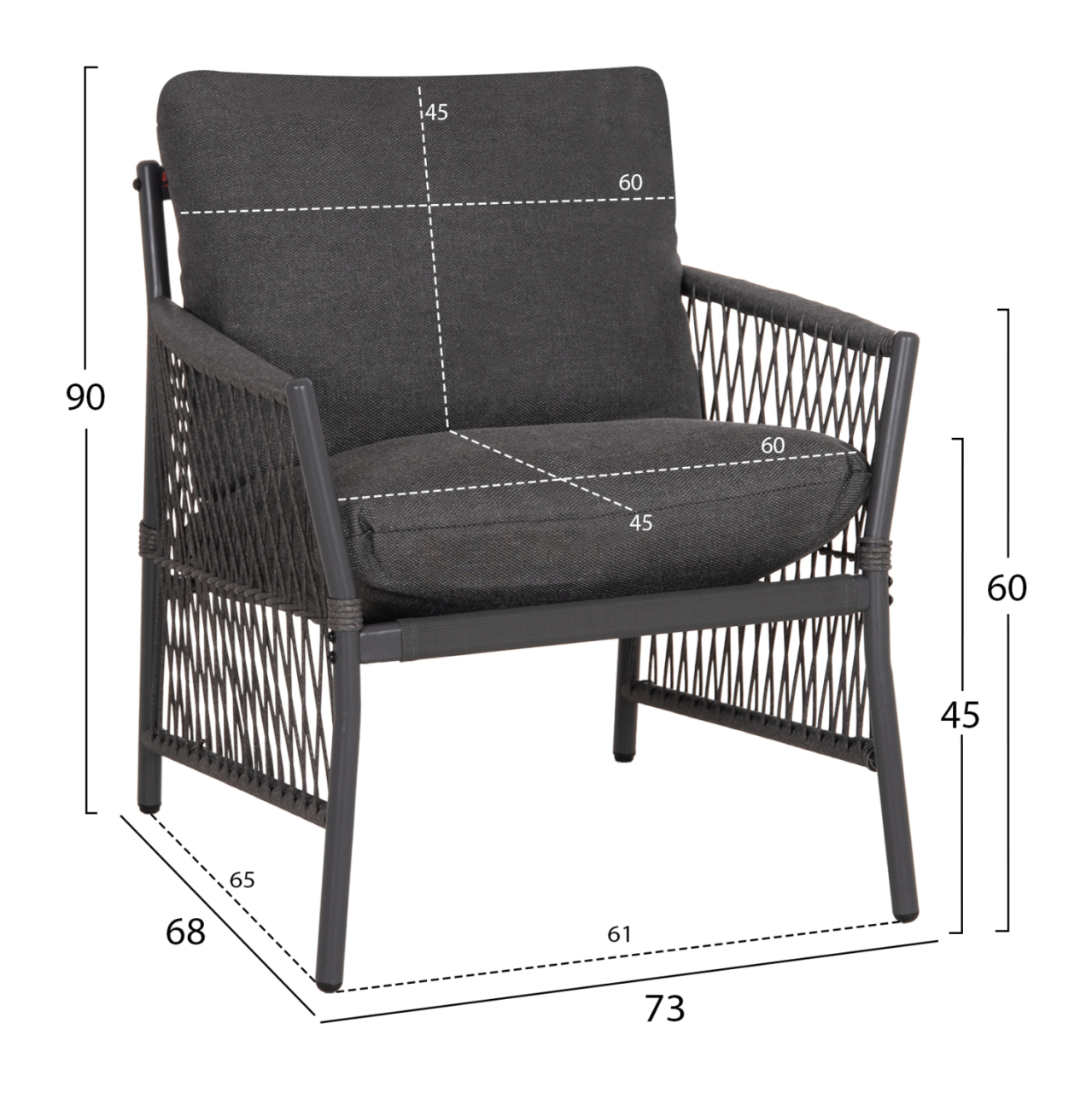 OUTDOOR LOUNGE SET 4-SEAT DEANDRA HM6507.01 METAL and CUSHIONS IN GREY [3]