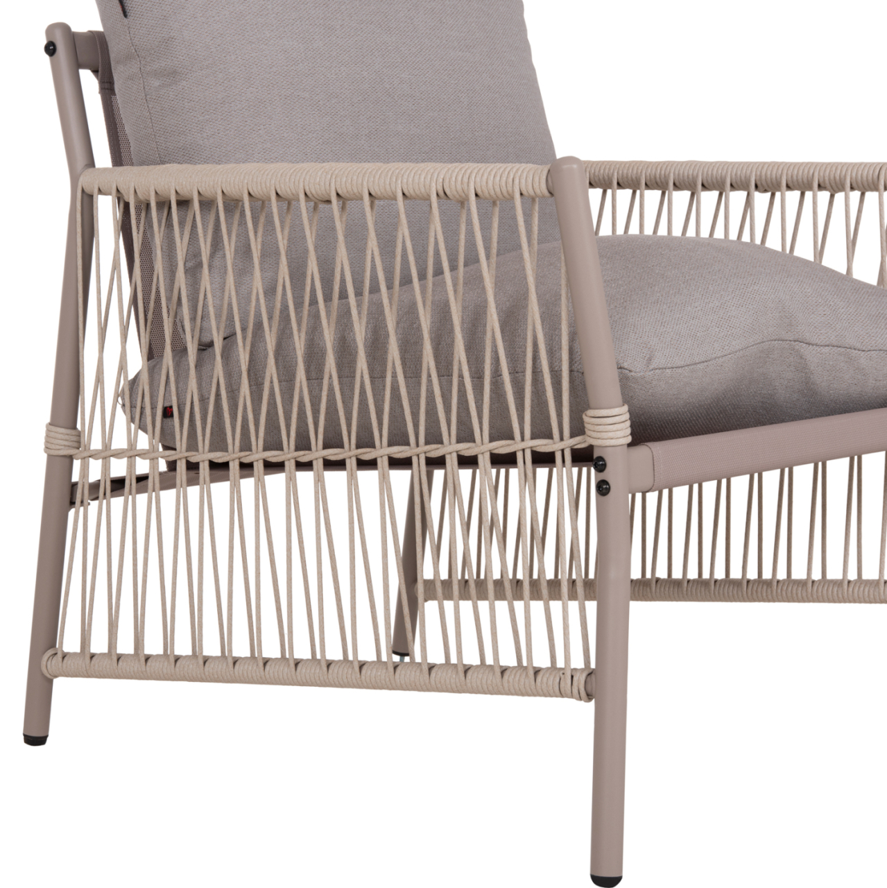 OUTDOOR LOUNGE SET 4-SEAT DEANDRA HM6507.02 CHAMPAGNE COLOR METAL--GREY CUSHIONS [8]
