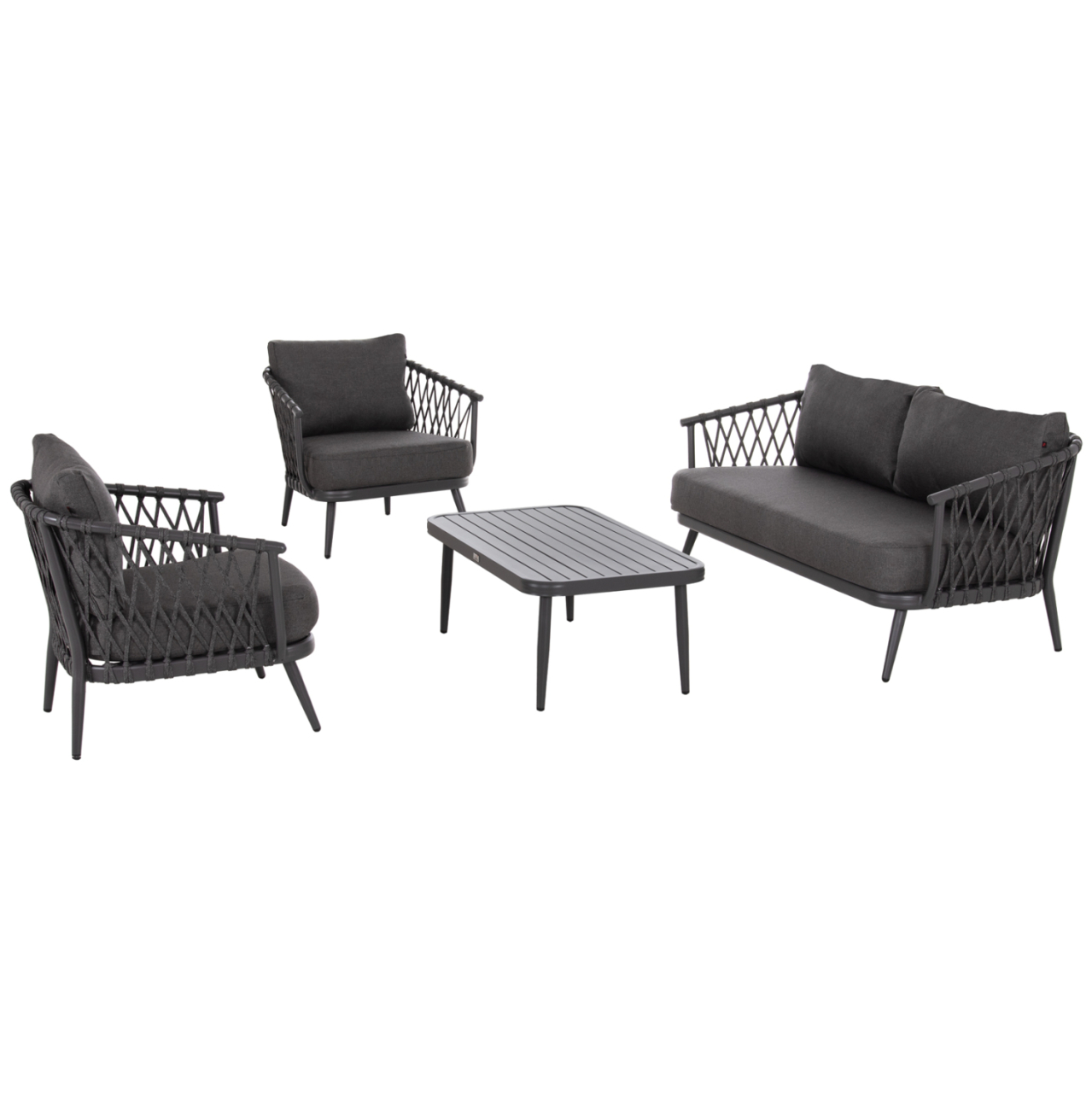 OUTDOOR LOUNGE SET 4-SEAT WILLA HM6505.01 ALUMINUM-ROPE-CUSHIONS IN GREY [5]