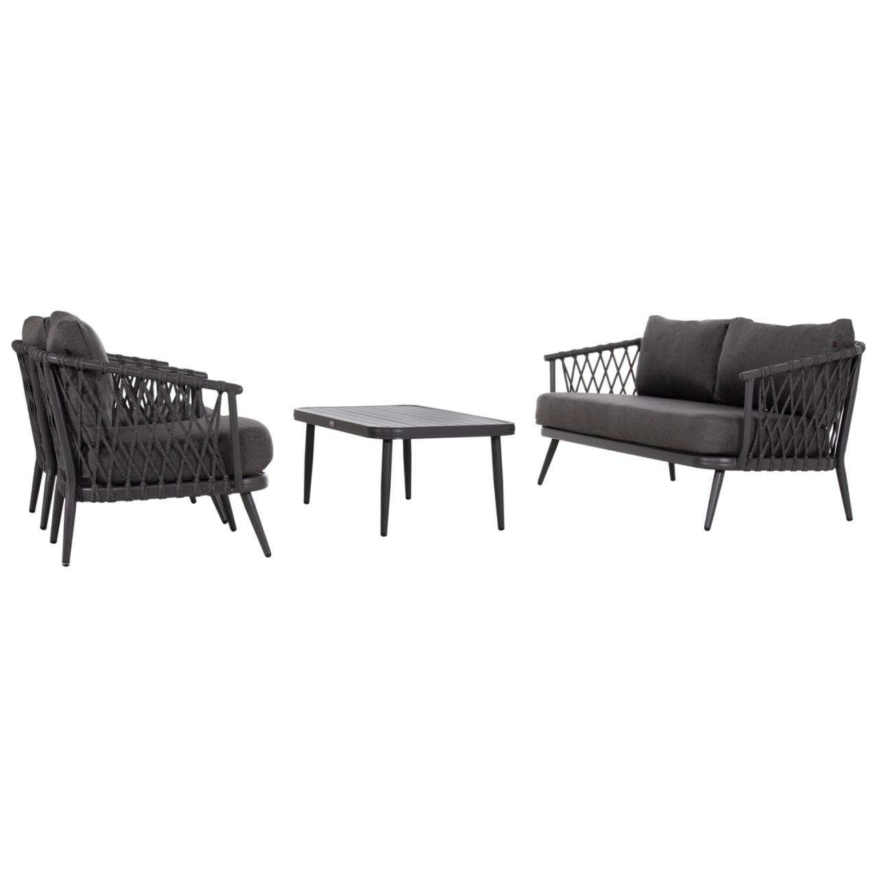 OUTDOOR LOUNGE SET 4-SEAT WILLA HM6505.01 ALUMINUM-ROPE-CUSHIONS IN GREY [6]